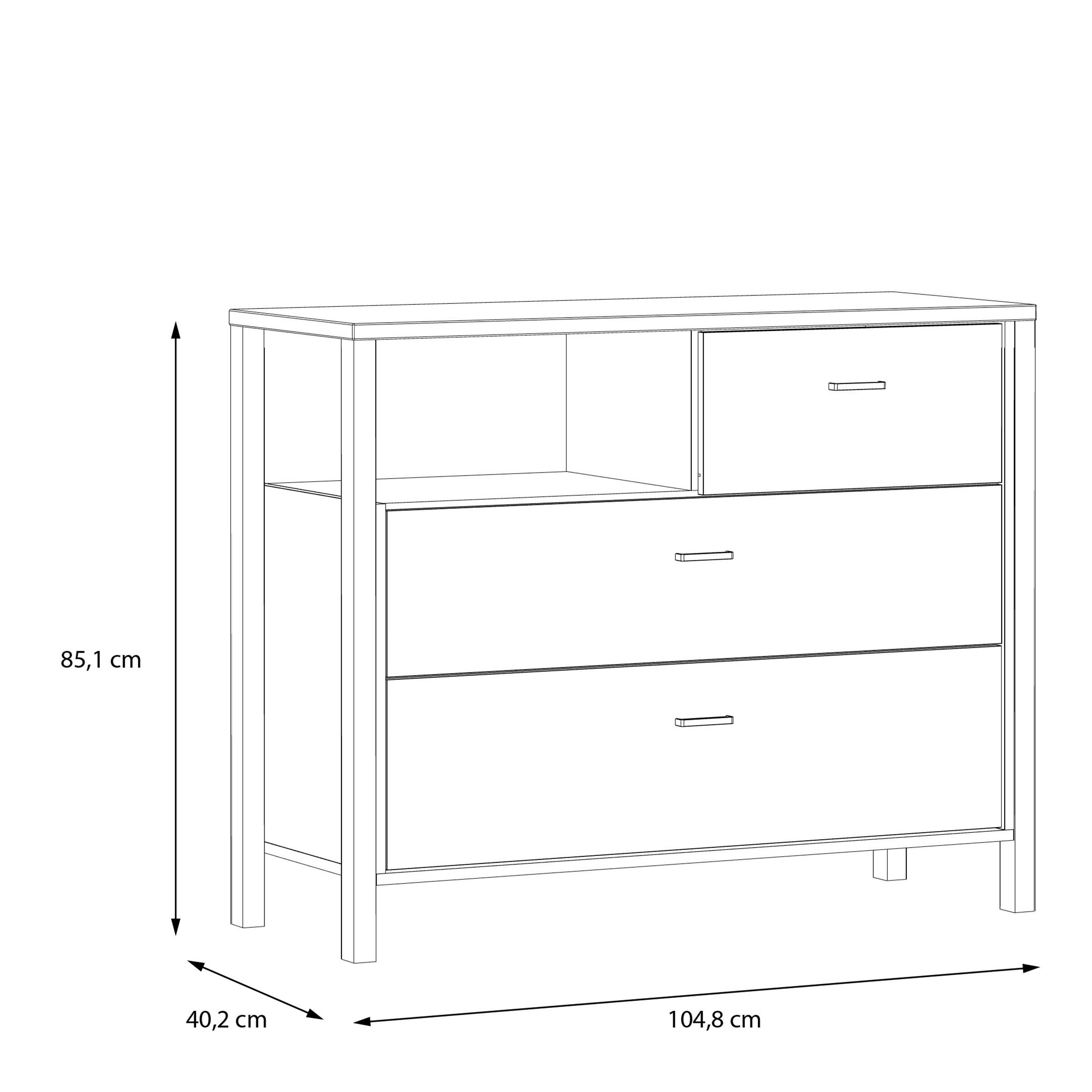 High Rock Chest of 3 Drawers in Matt Black/Riviera Oak - image 7
