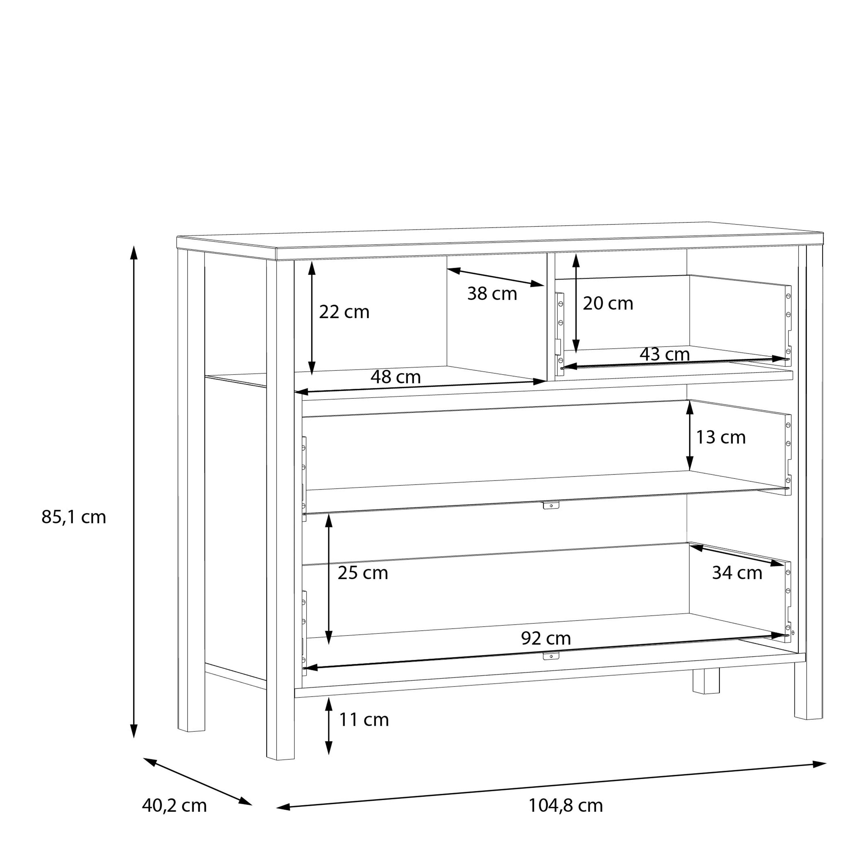 High Rock Chest of 3 Drawers in Matt Black/Riviera Oak - image 8