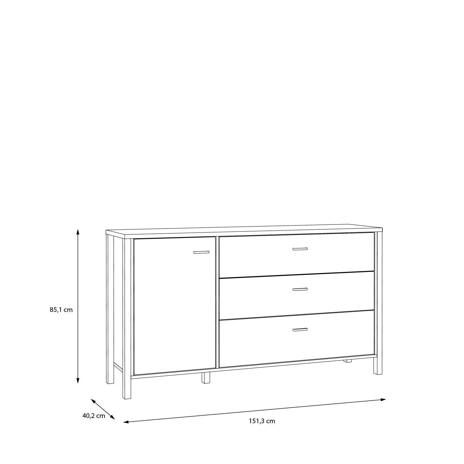 High Rock 1 Door 3 Drawer Sideboard in Matt Black/Riviera Oak - image 8