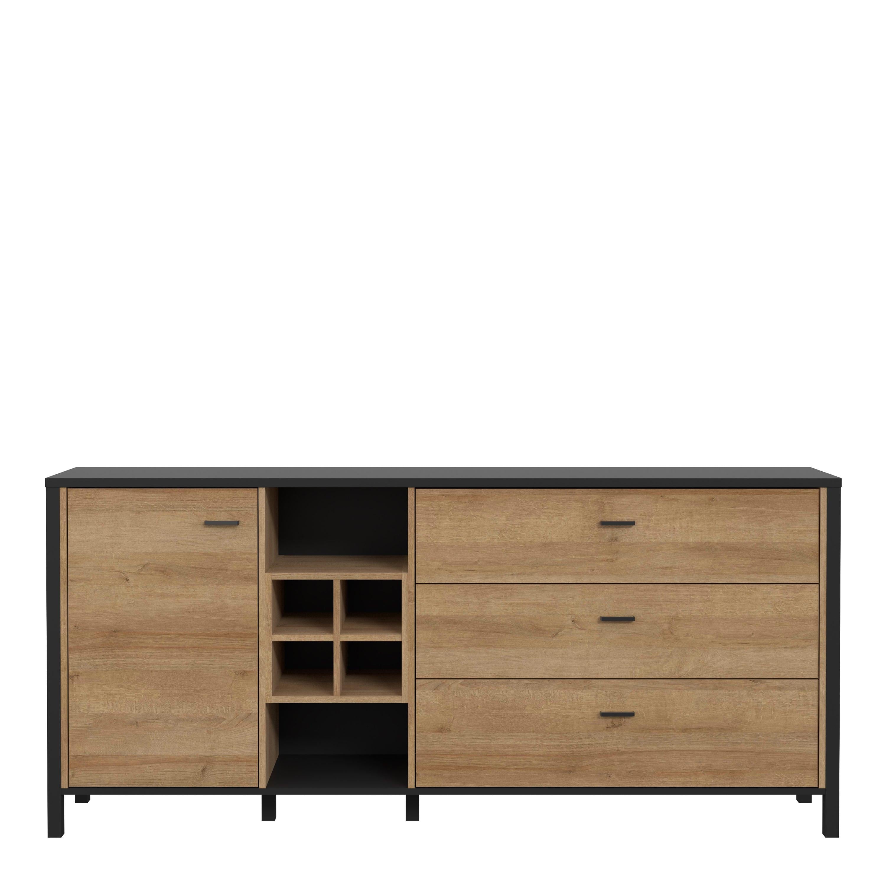 High Rock (Large) Sideboard in Matt Black/Riviera Oak - image 2