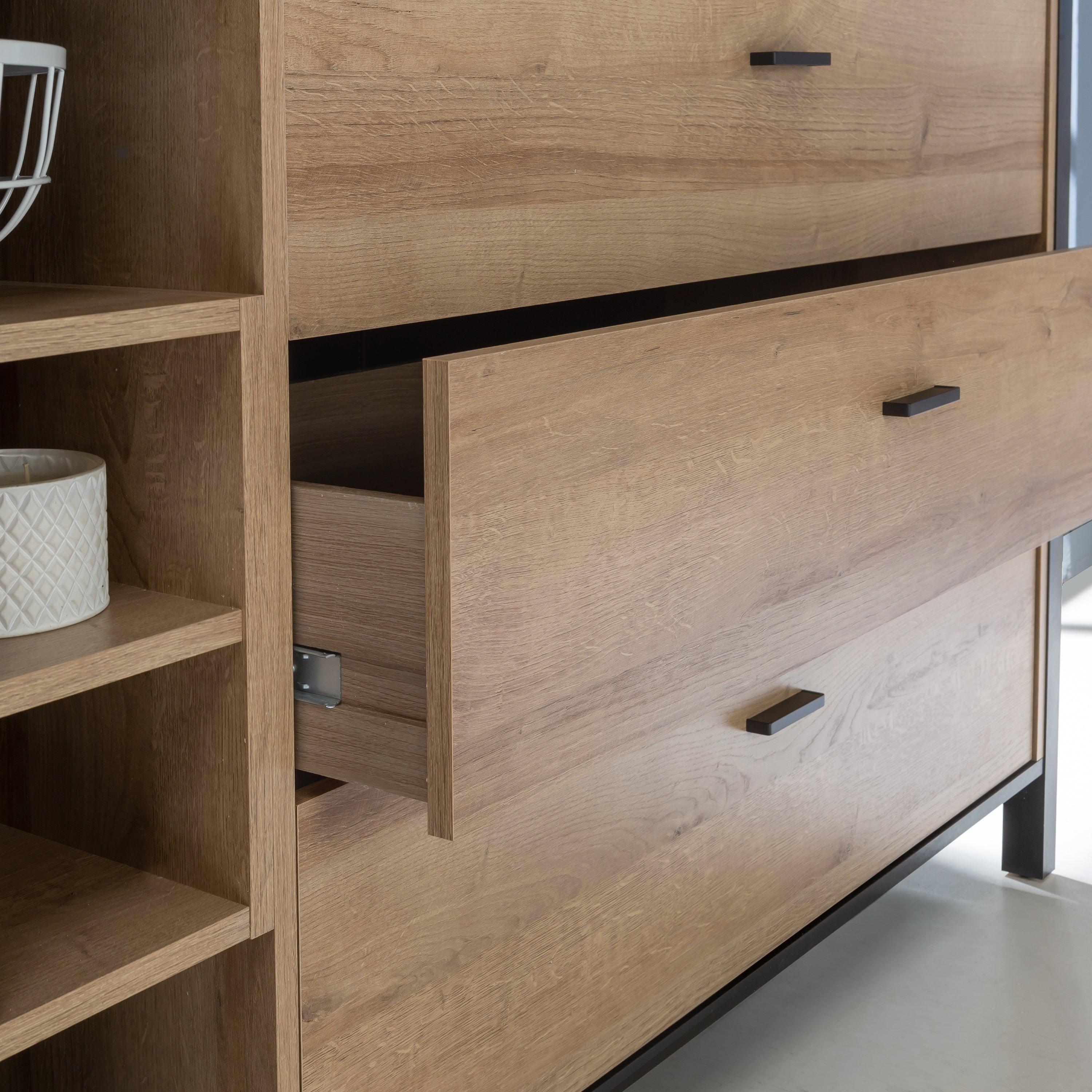High Rock (Large) Sideboard in Matt Black/Riviera Oak - image 8