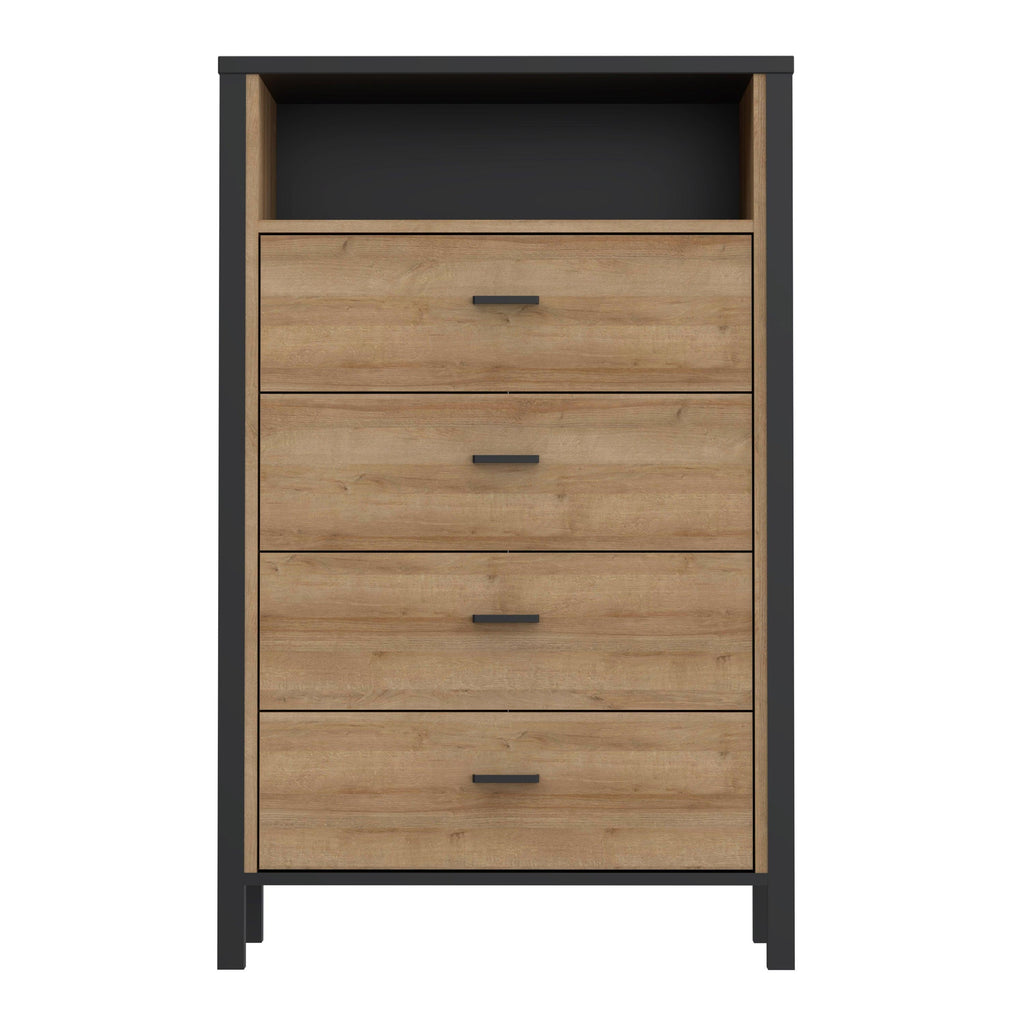 High Rock Chest of 4 Drawers in Matt Black/Riviera Oak - image 2
