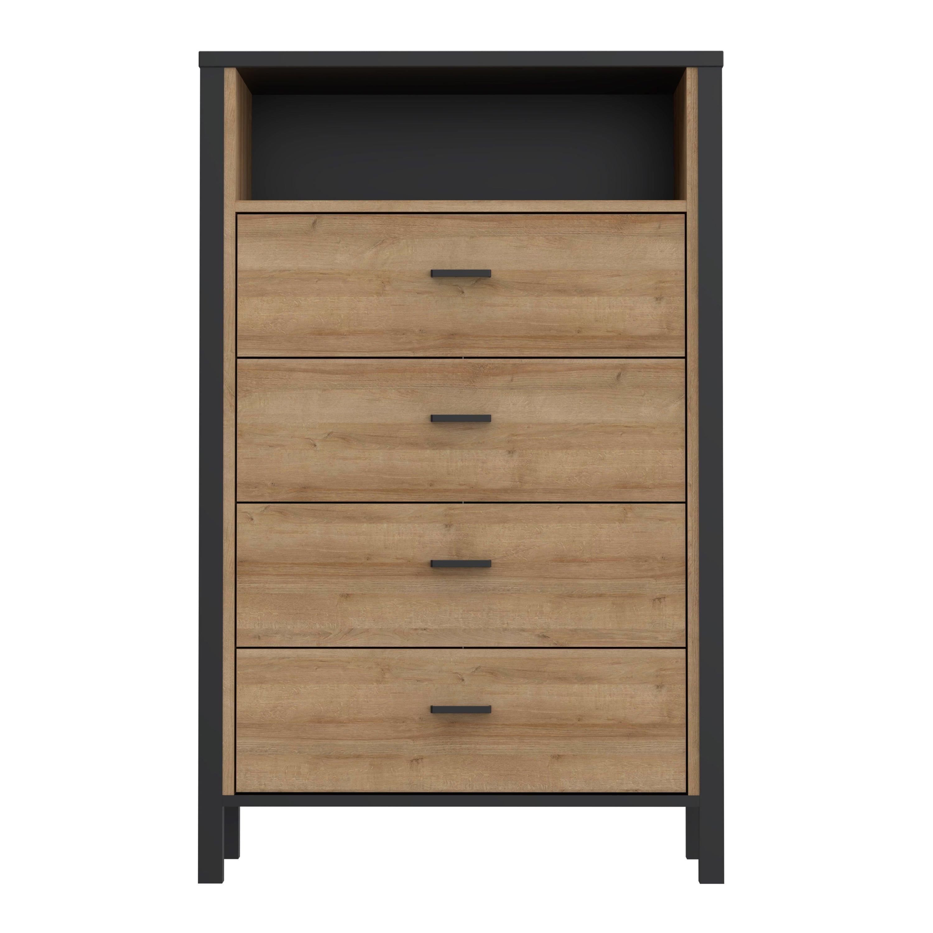 High Rock Chest of 4 Drawers in Matt Black/Riviera Oak - image 2