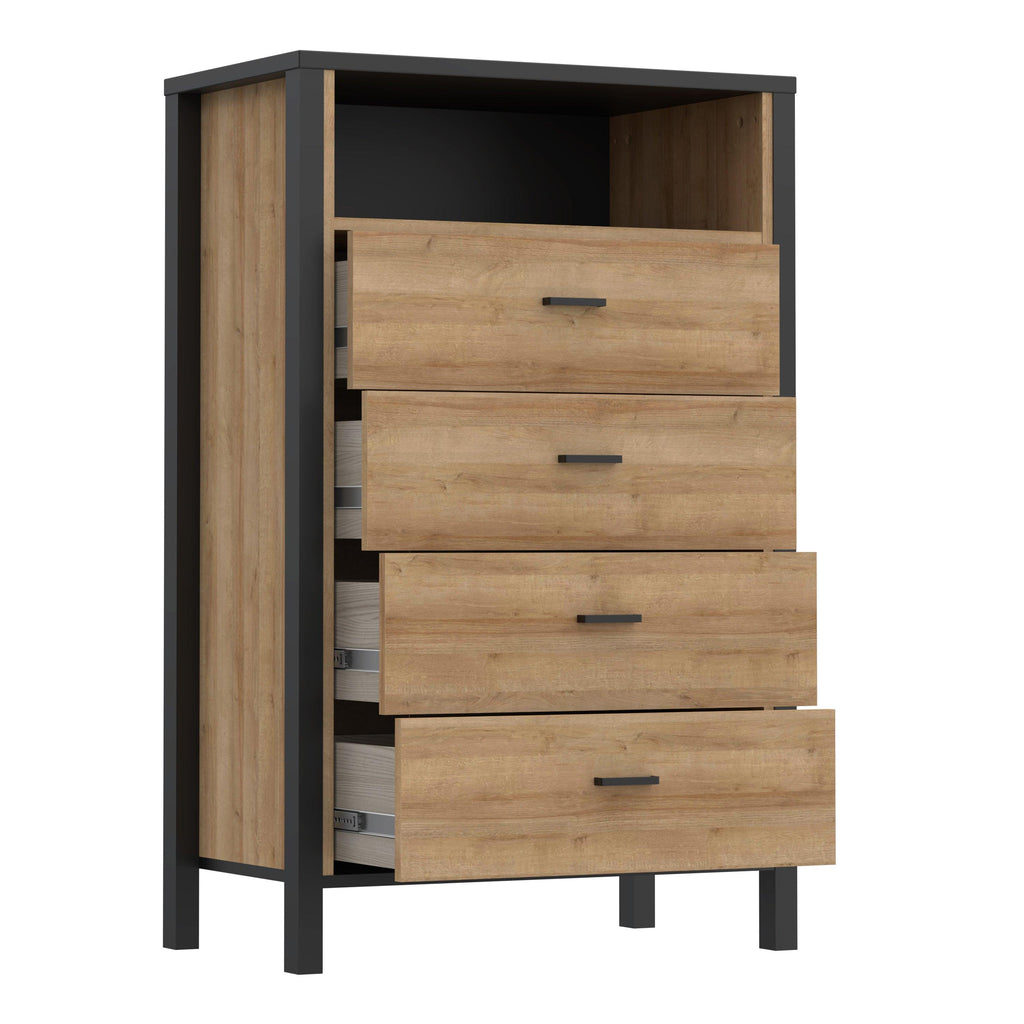 High Rock Chest of 4 Drawers in Matt Black/Riviera Oak - image 4
