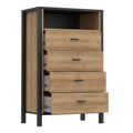 High Rock Chest of 4 Drawers in Matt Black/Riviera Oak - image 4