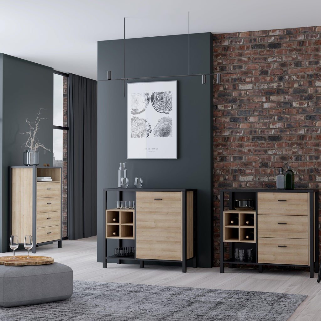 High Rock Chest of 4 Drawers in Matt Black/Riviera Oak - image 6