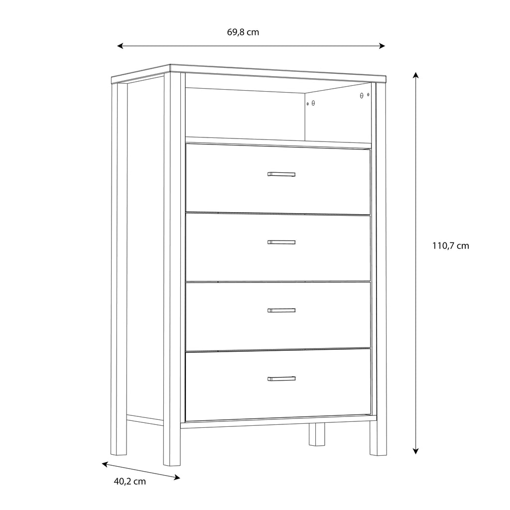 High Rock Chest of 4 Drawers in Matt Black/Riviera Oak - image 8