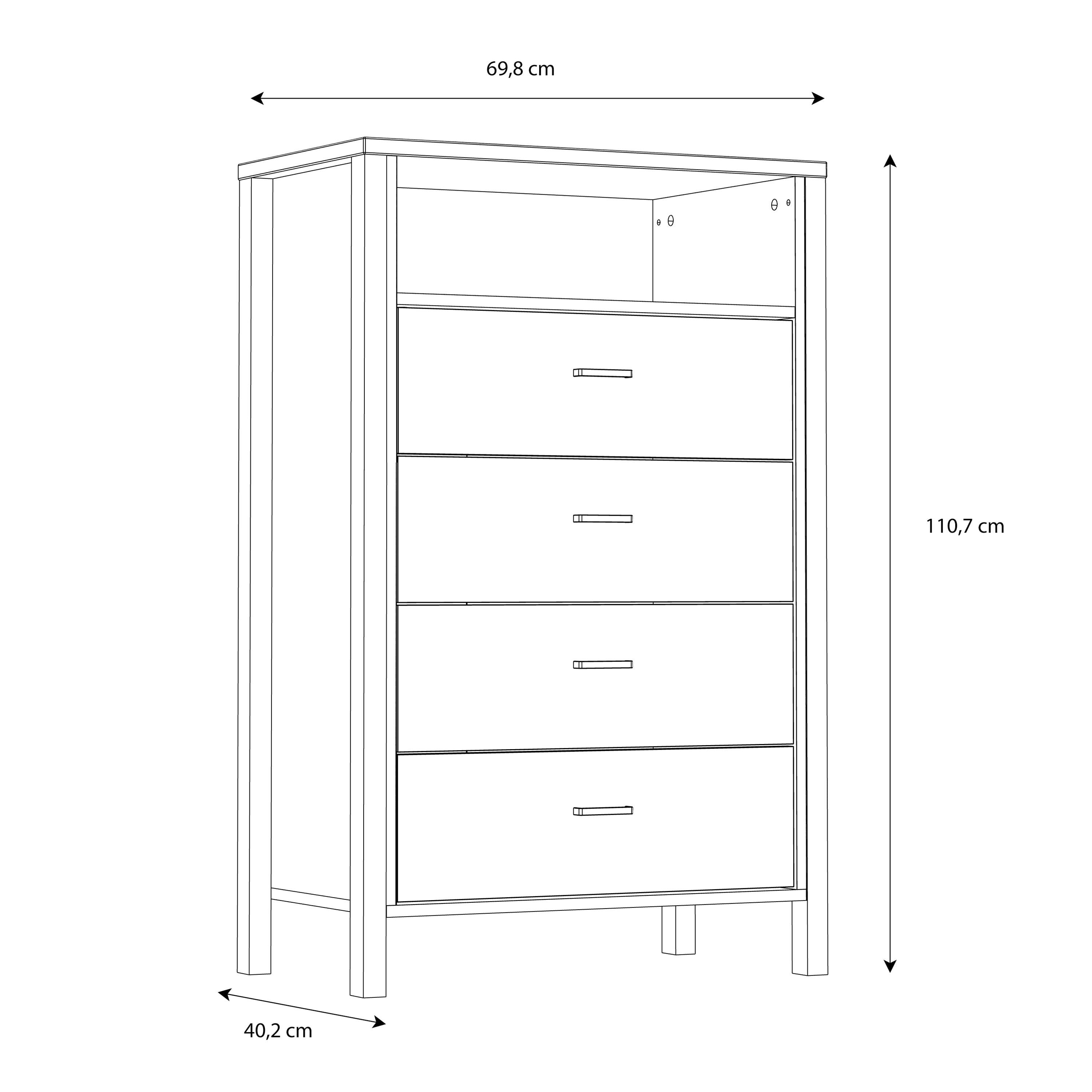 High Rock Chest of 4 Drawers in Matt Black/Riviera Oak - image 8