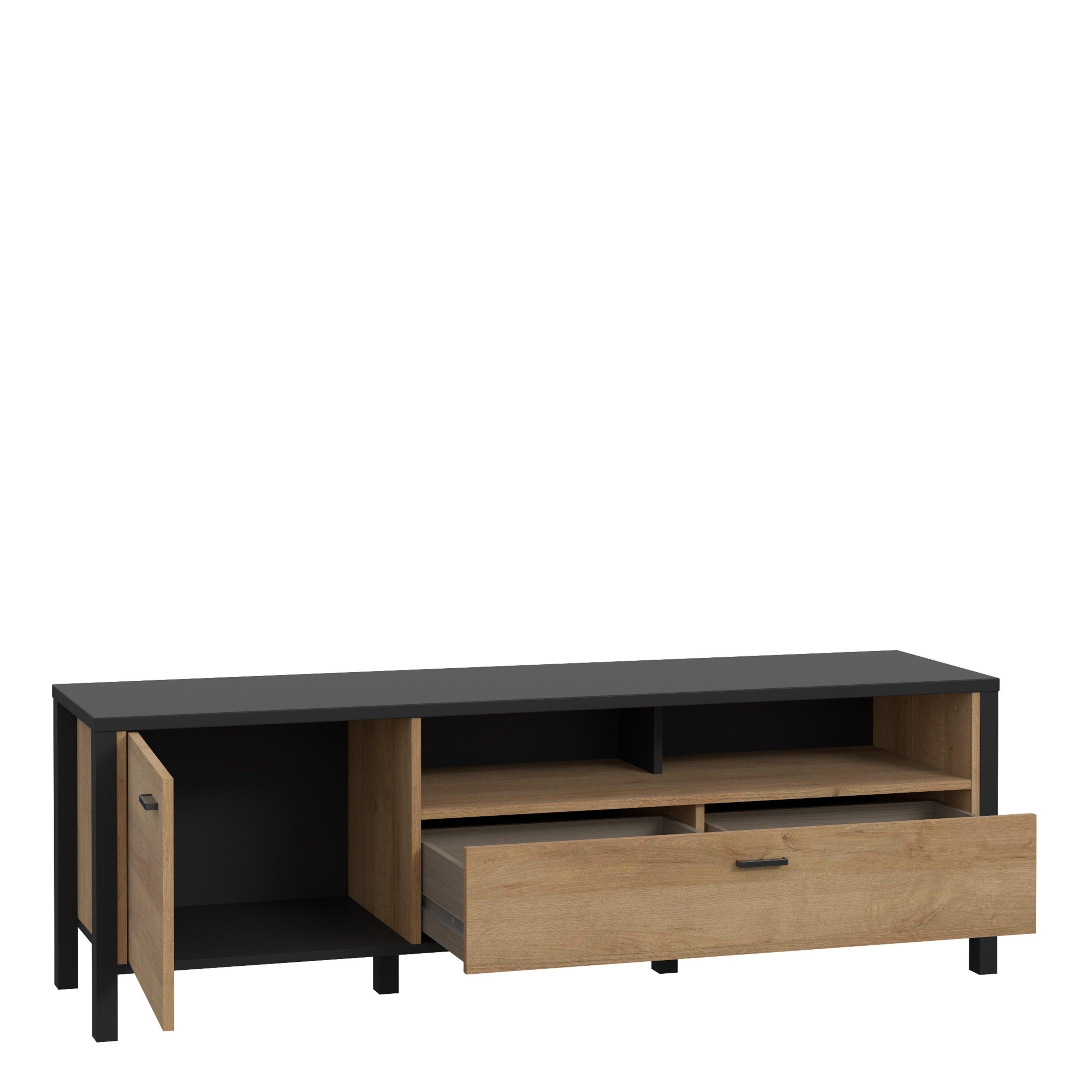 High Rock TV Unit in Matt Black/Riviera Oak - image 3