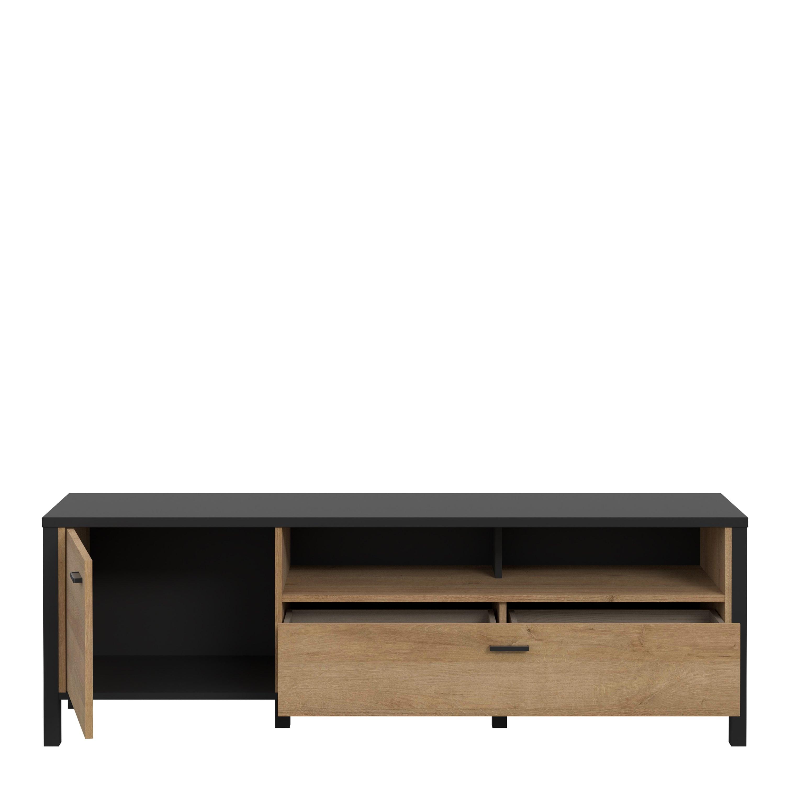 High Rock TV Unit in Matt Black/Riviera Oak - image 4