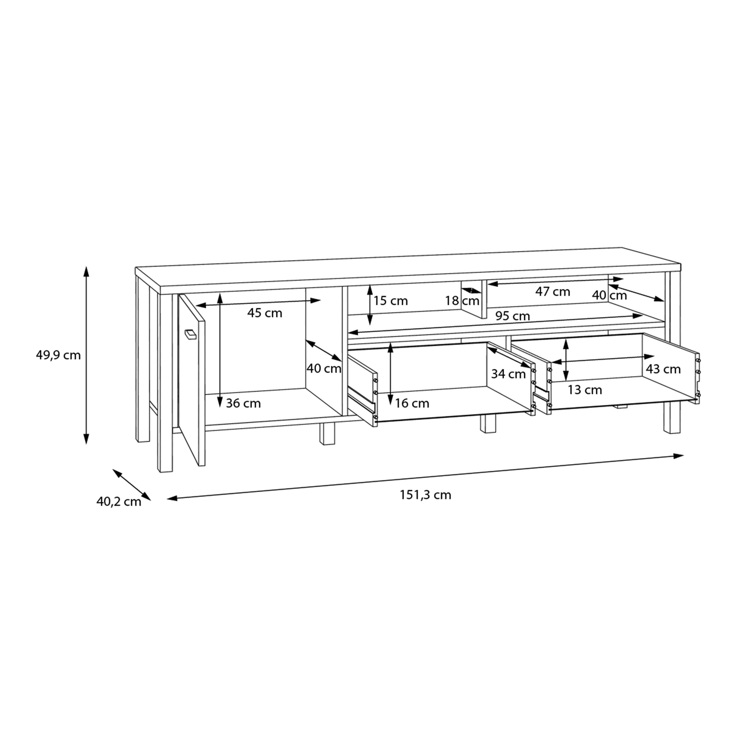 High Rock TV Unit in Matt Black/Riviera Oak - image 8