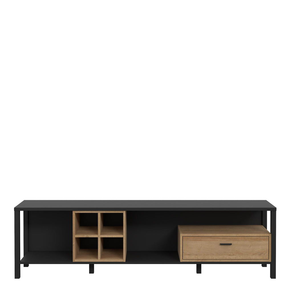 High Rock Wide TV Unit in Matt Black/Riviera Oak - image 2