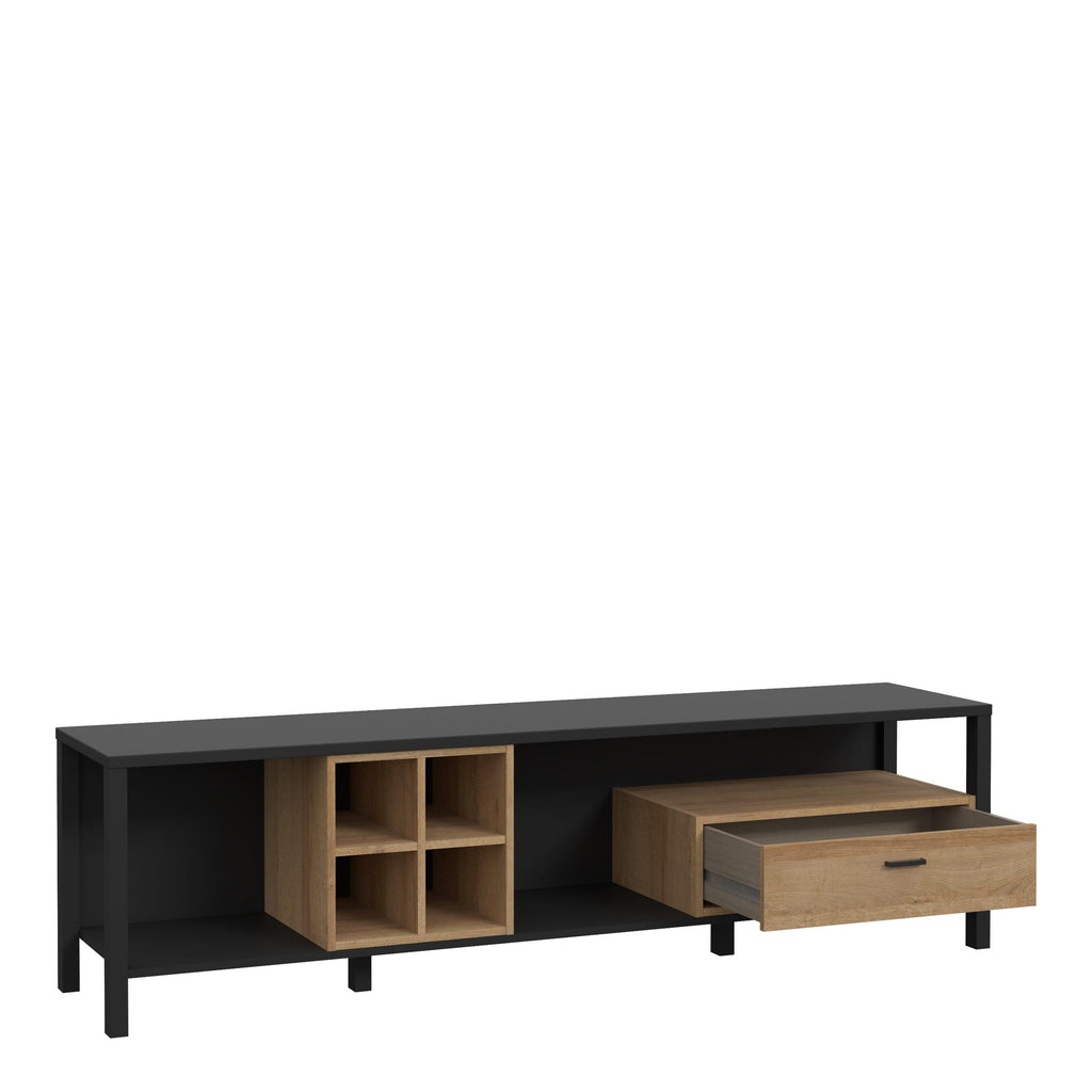 High Rock Wide TV Unit in Matt Black/Riviera Oak - image 3
