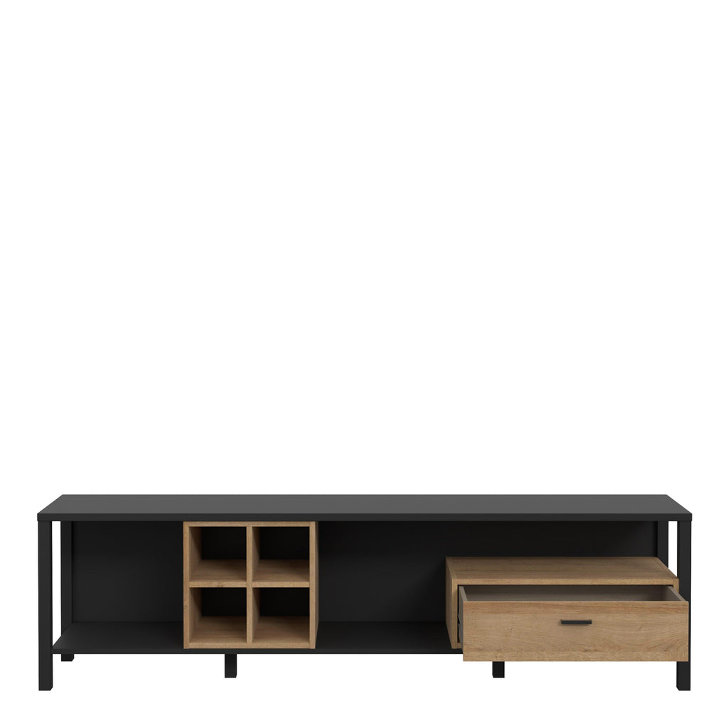 High Rock Wide TV Unit in Matt Black/Riviera Oak - image 4