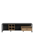 High Rock Wide TV Unit in Matt Black/Riviera Oak - image 4