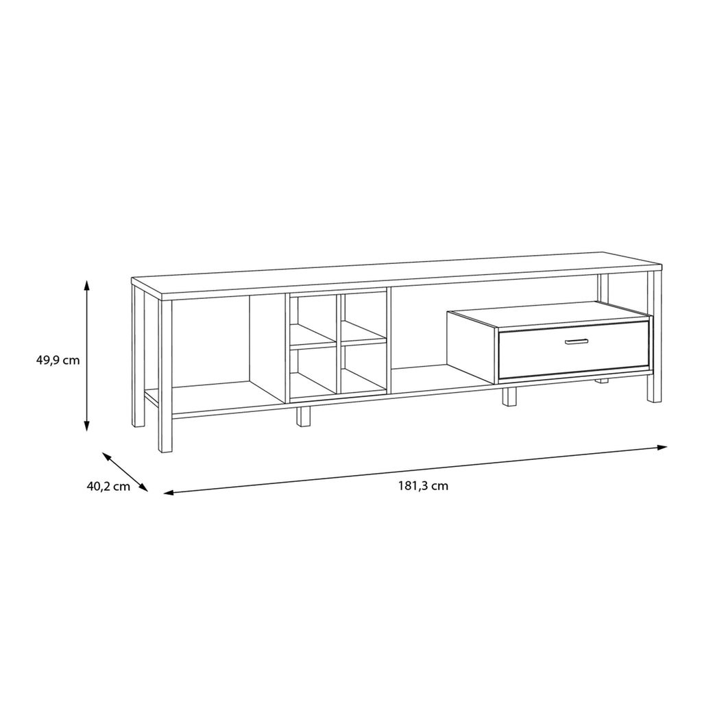 High Rock Wide TV Unit in Matt Black/Riviera Oak - image 7