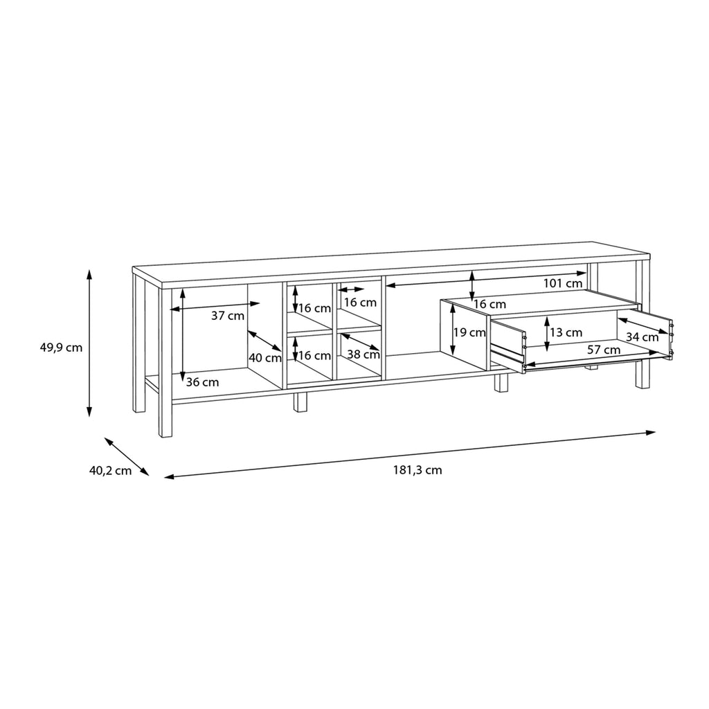 High Rock Wide TV Unit in Matt Black/Riviera Oak - image 8