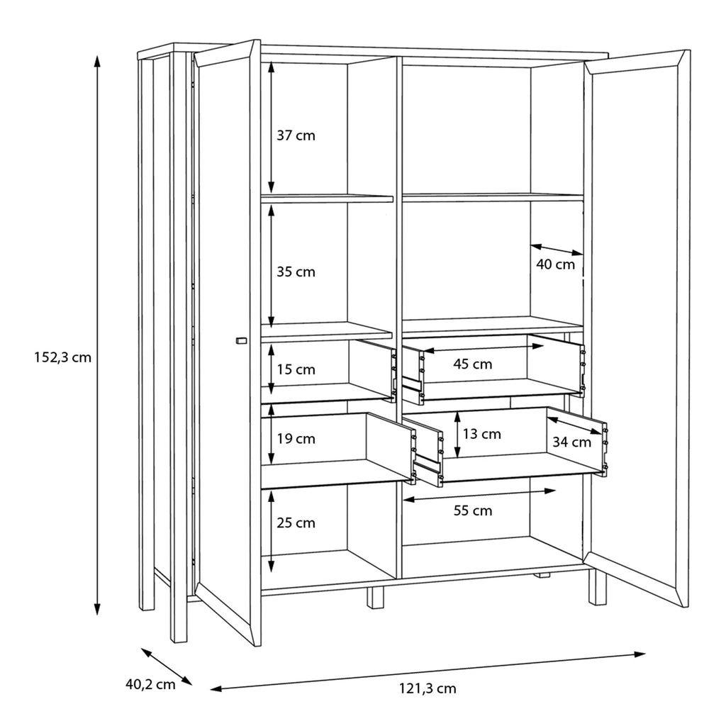 High Rock Extra Wide Display Cabinet in Matt Black/Riviera Oak - image 11