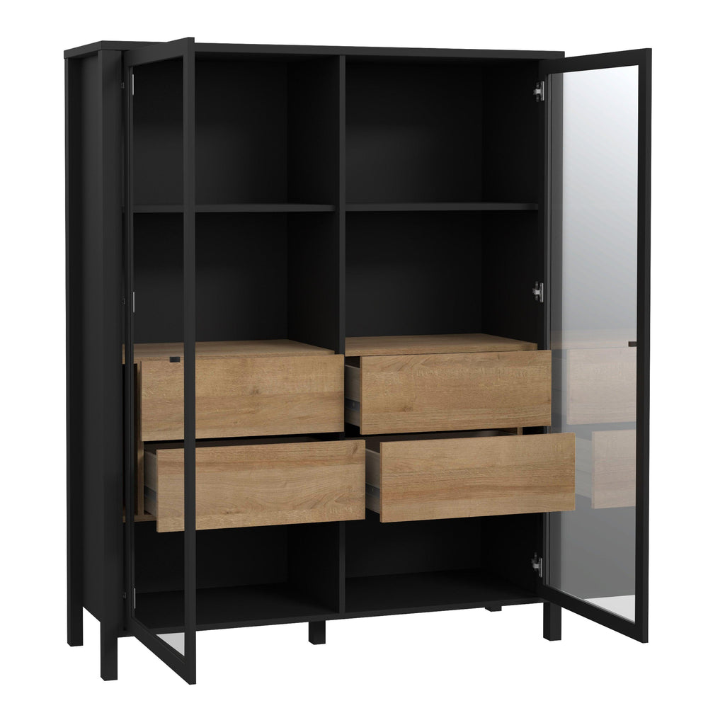 High Rock Extra Wide Display Cabinet in Matt Black/Riviera Oak - image 3