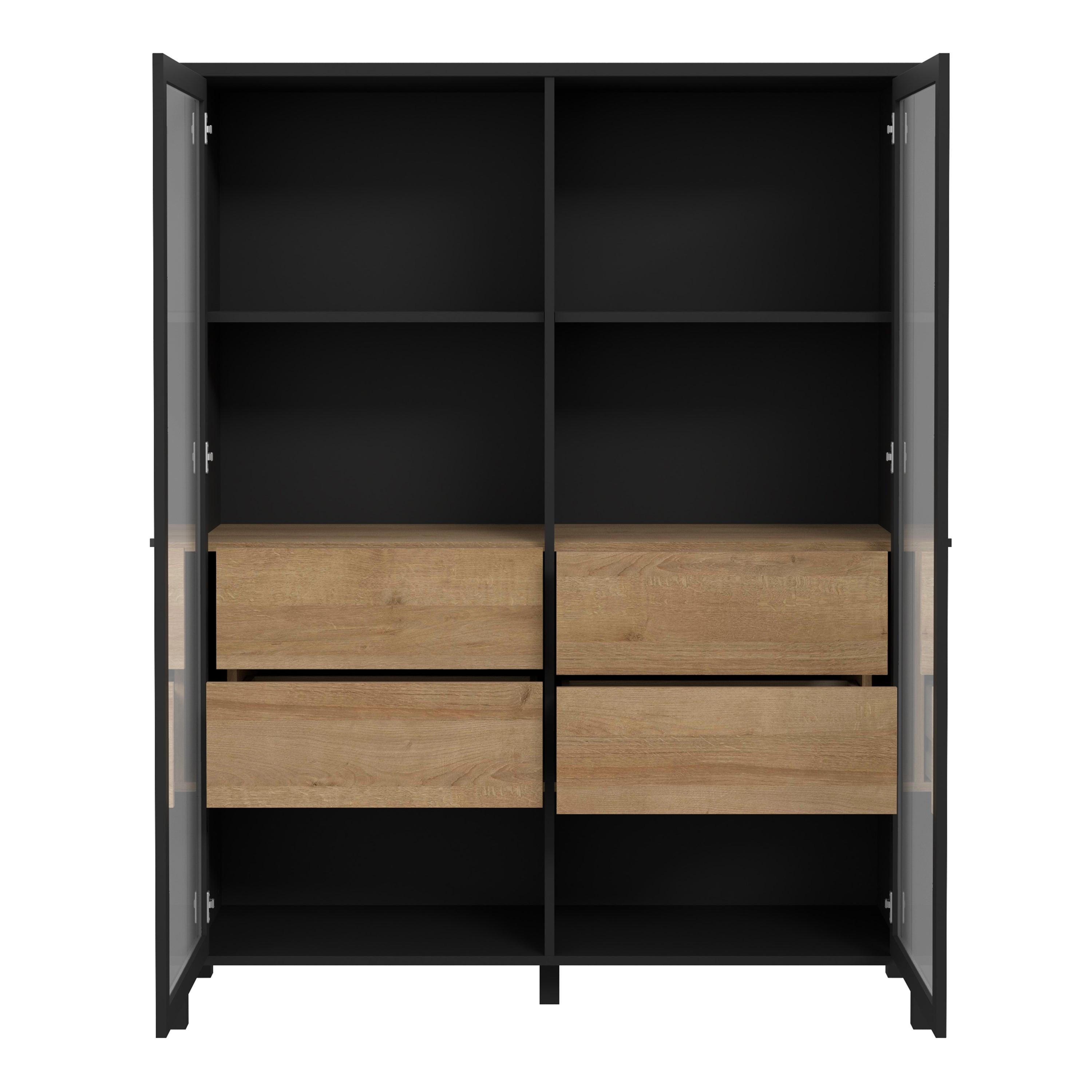 High Rock Extra Wide Display Cabinet in Matt Black/Riviera Oak - image 4