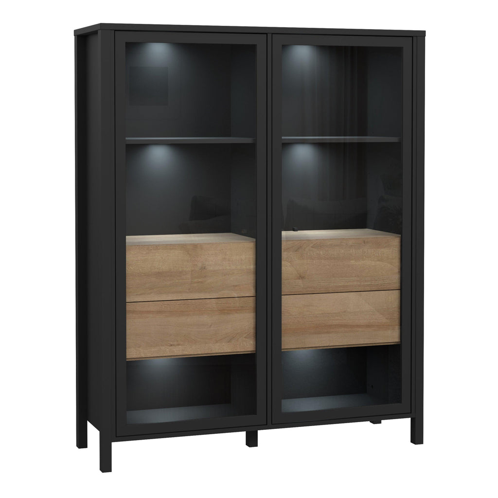 High Rock Extra Wide Display Cabinet in Matt Black/Riviera Oak - image 5