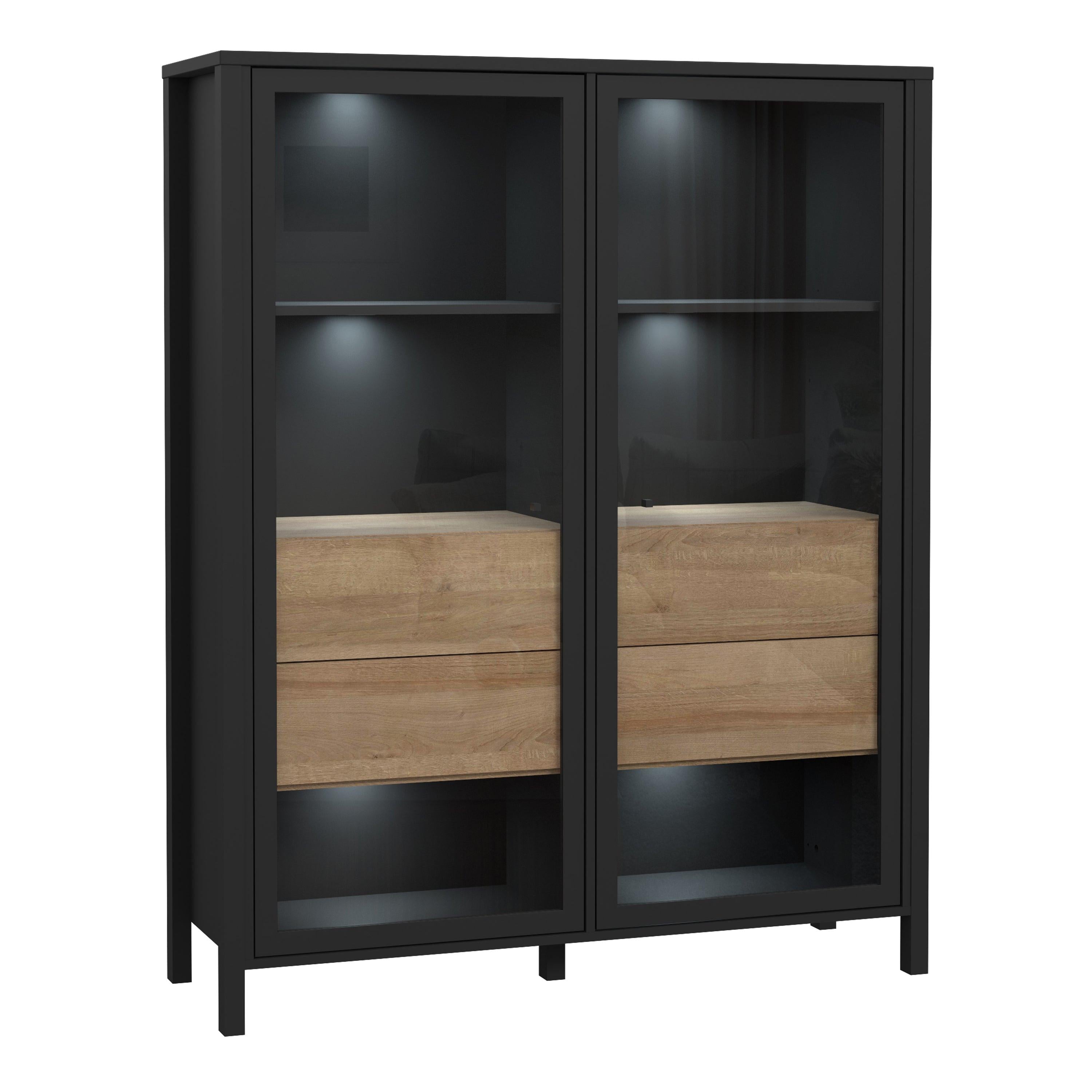 High Rock Extra Wide Display Cabinet in Matt Black/Riviera Oak - image 5