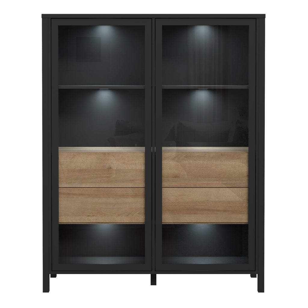 High Rock Extra Wide Display Cabinet in Matt Black/Riviera Oak - image 6