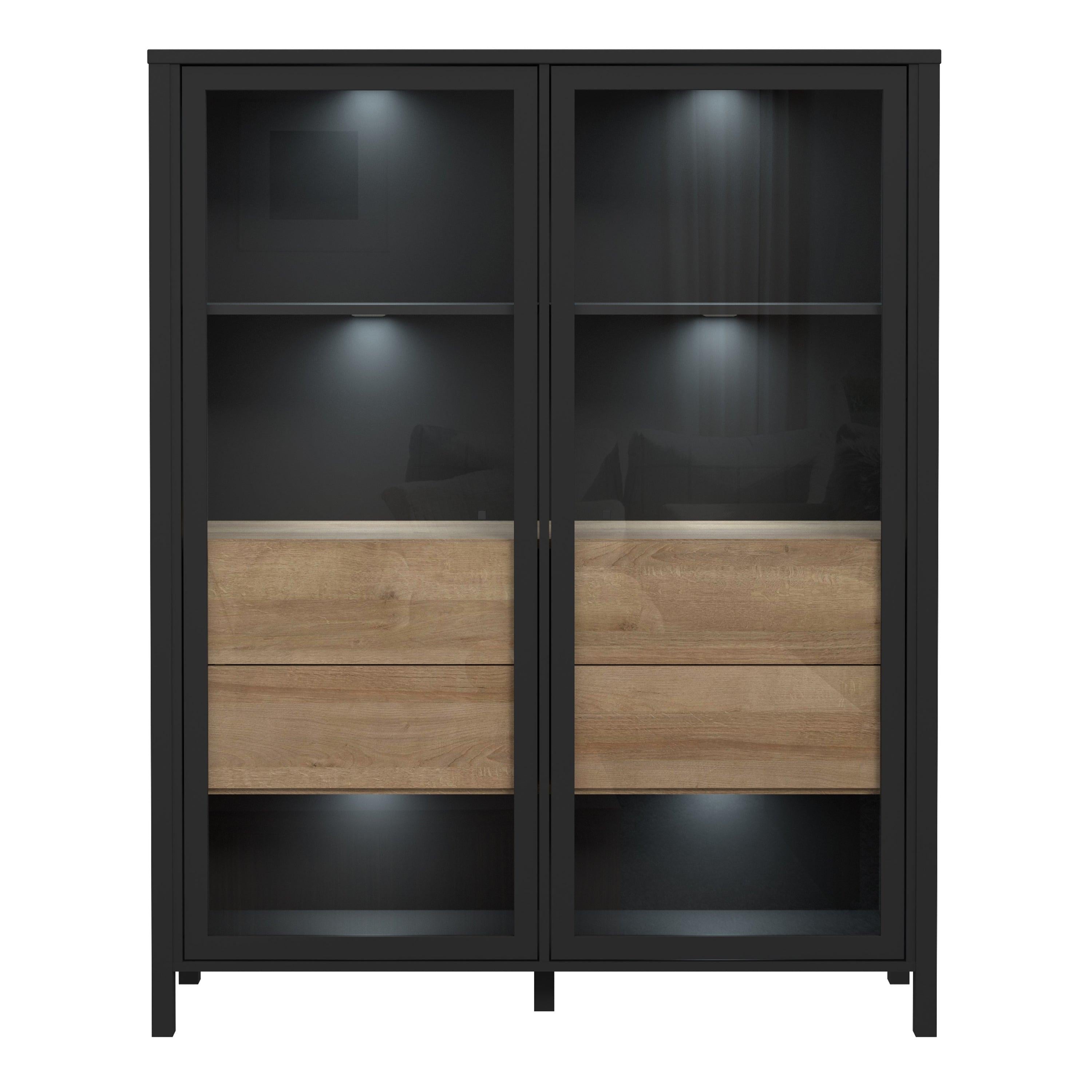 High Rock Extra Wide Display Cabinet in Matt Black/Riviera Oak - image 6
