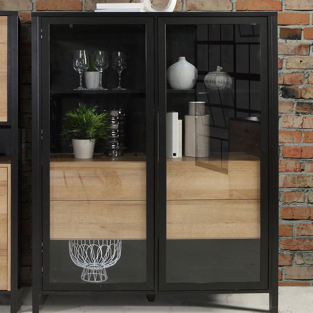 High Rock Extra Wide Display Cabinet in Matt Black/Riviera Oak - image 8