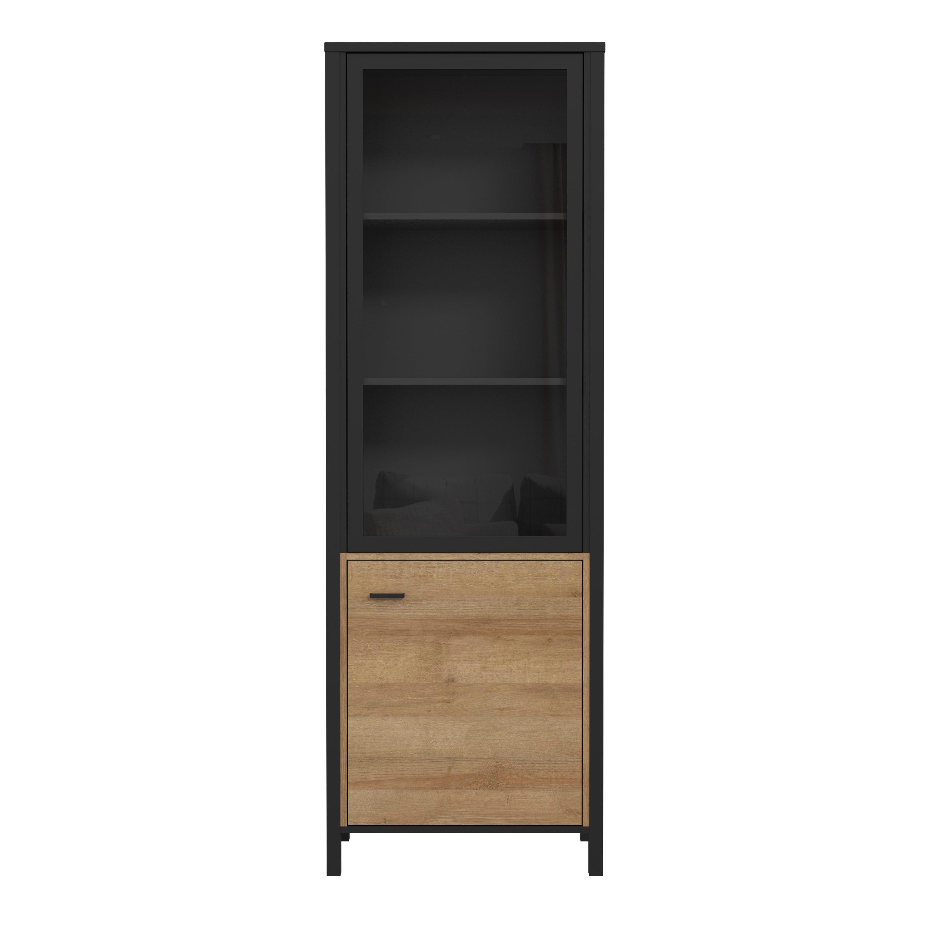 High Rock Wide Display Cabinet in Matt Black/Riviera Oak - image 2