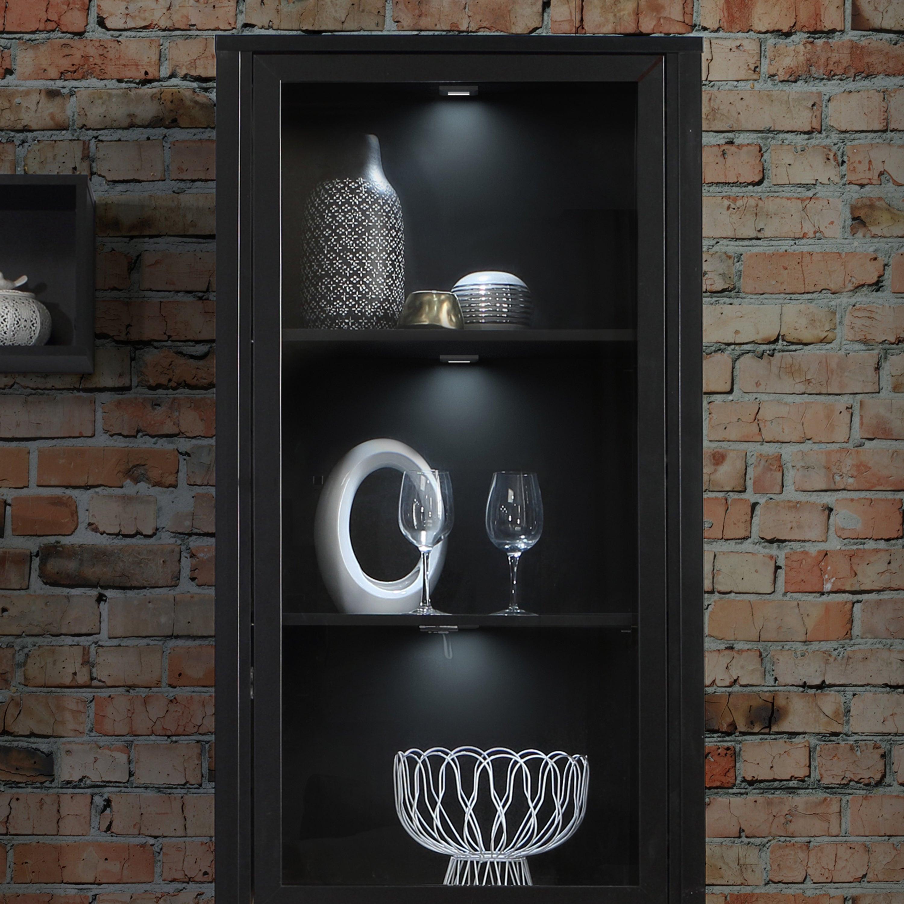 High Rock Wide Display Cabinet in Matt Black/Riviera Oak - image 9