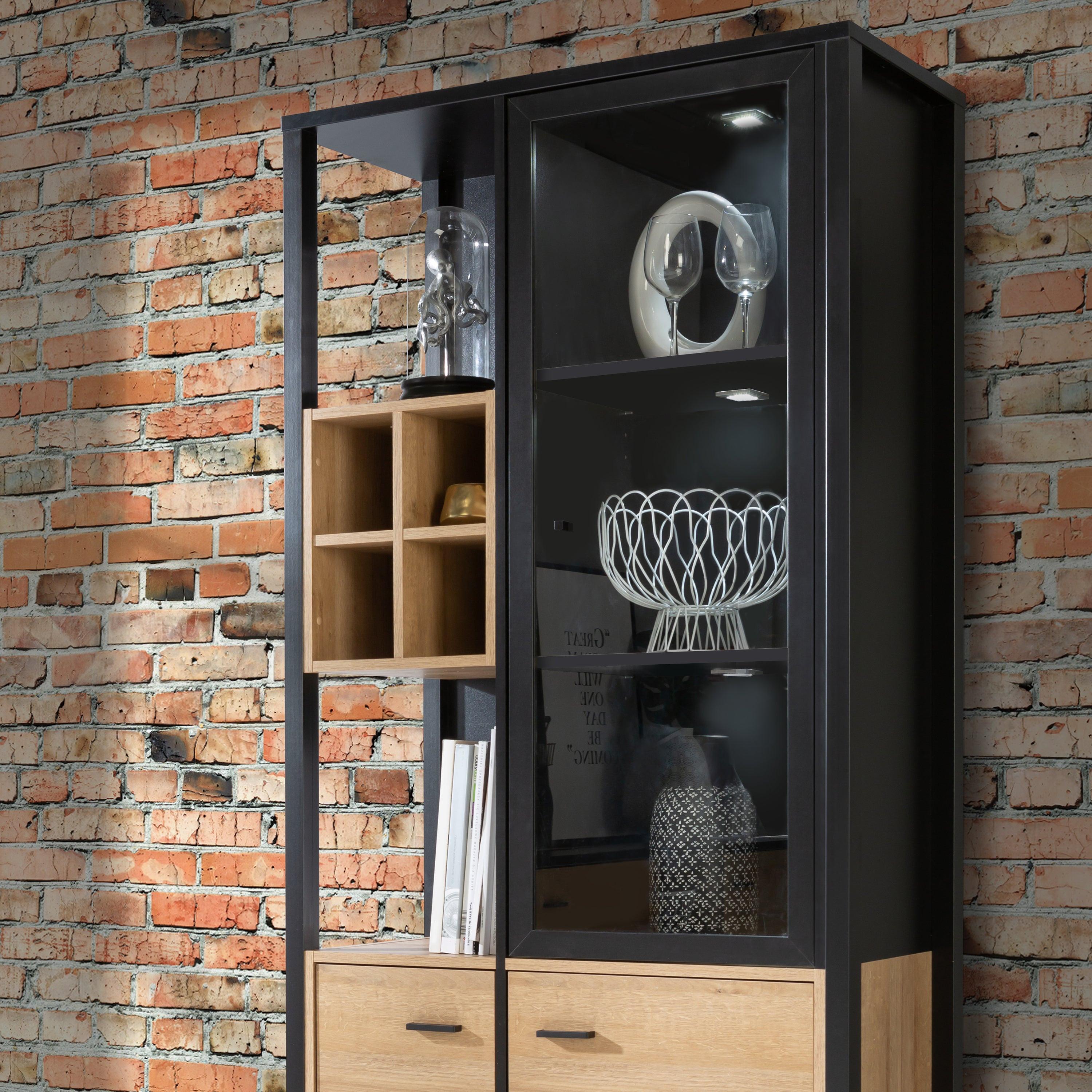 High Rock Display Cabinet in Matt Black/Riviera Oak - image 10