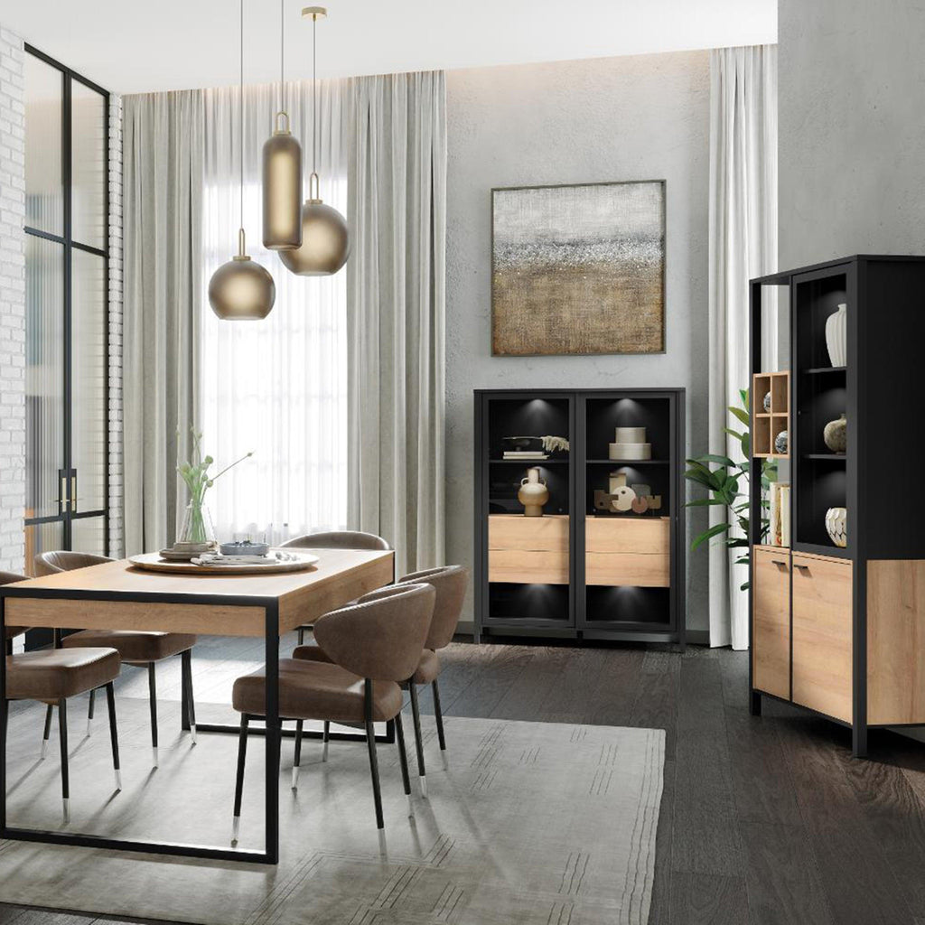 High Rock Display Cabinet in Matt Black/Riviera Oak - image 7