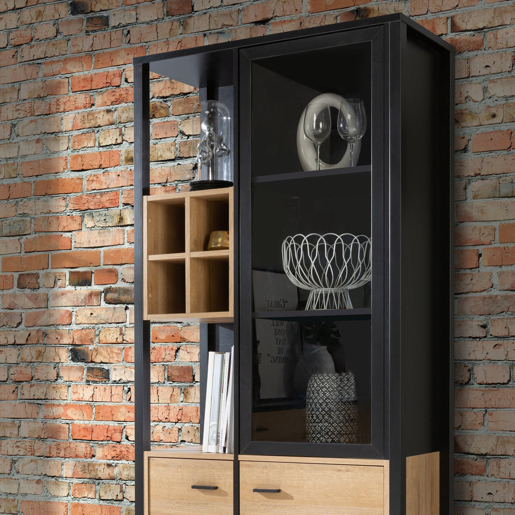 High Rock Display Cabinet in Matt Black/Riviera Oak - image 9