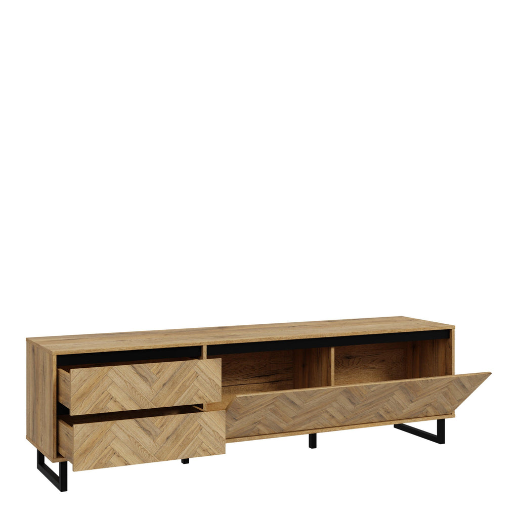 Nikomedes TV Unit in Spica Oak/Matt Black/Bartex Oak - image 3