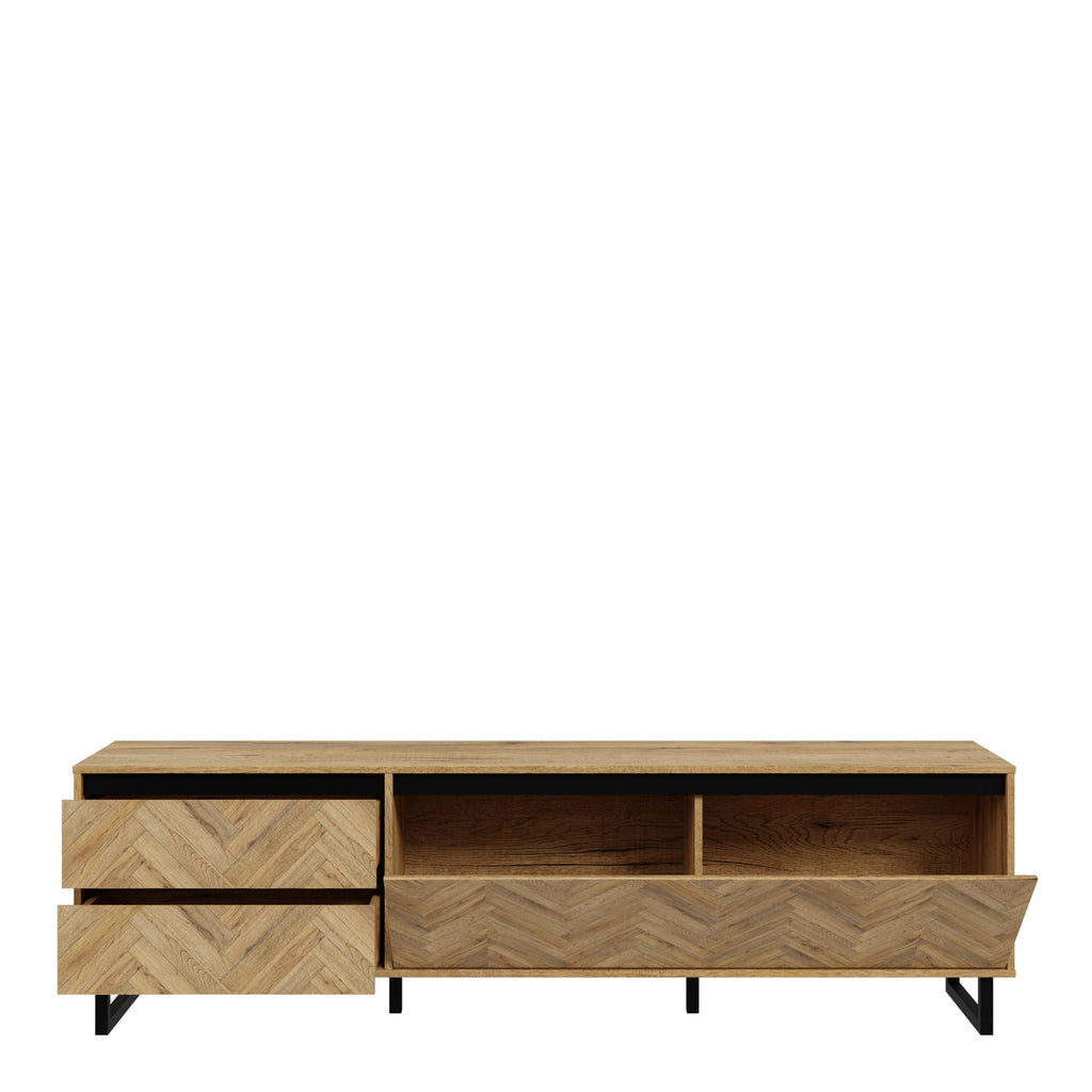 Nikomedes TV Unit in Spica Oak/Matt Black/Bartex Oak - image 4