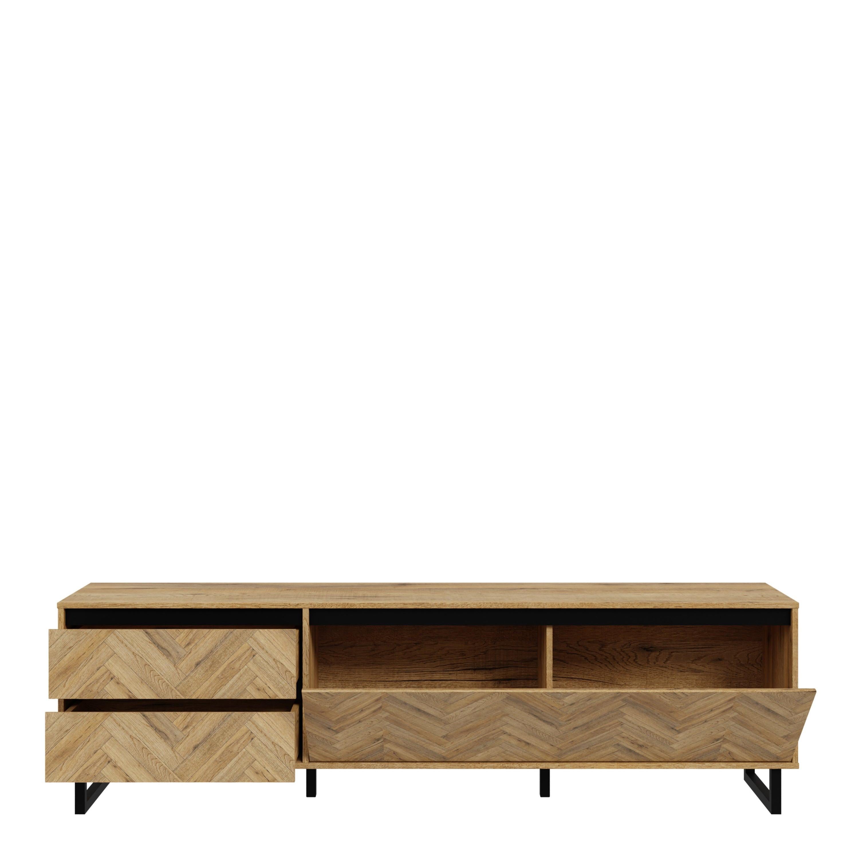 Nikomedes TV Unit in Spica Oak/Matt Black/Bartex Oak - image 4
