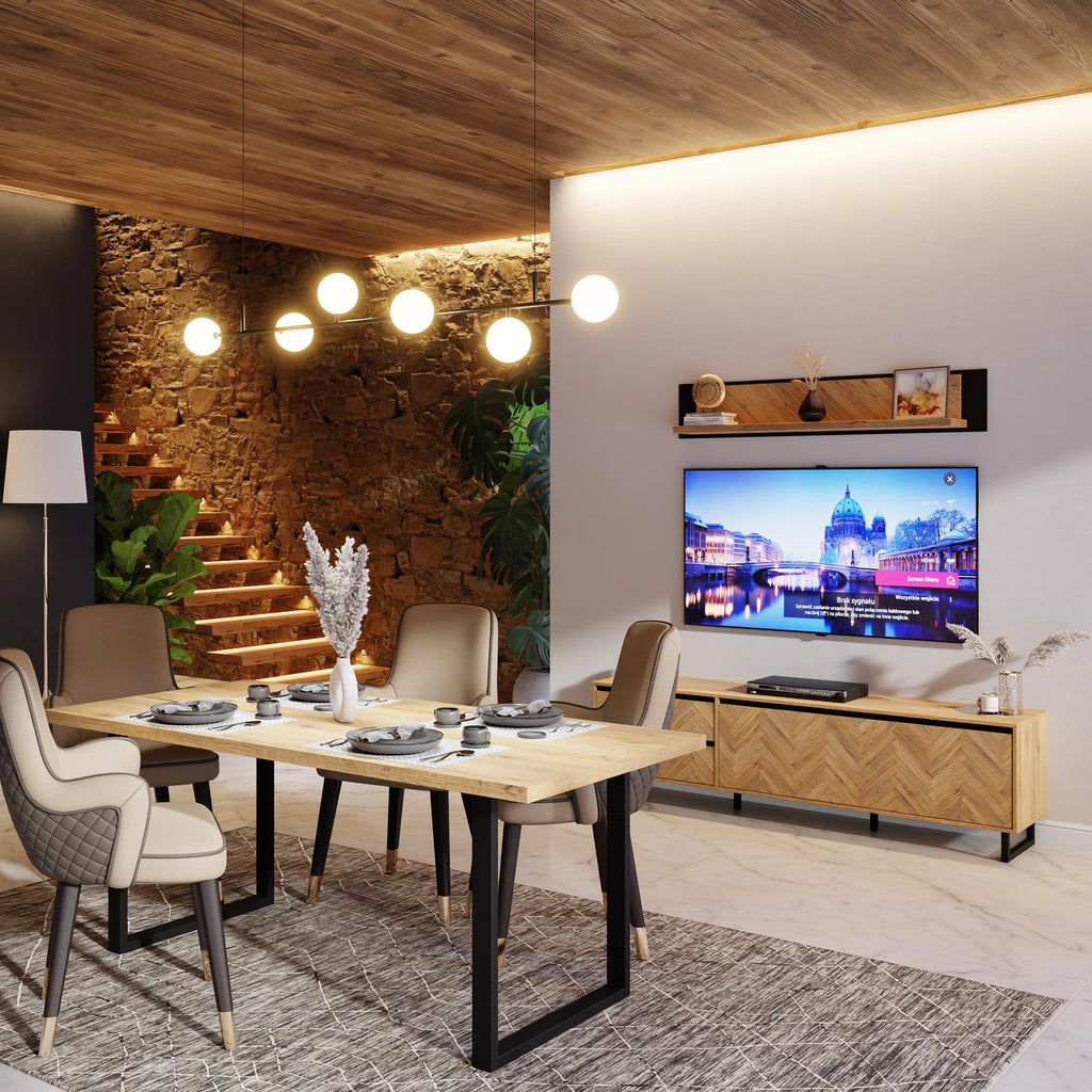Nikomedes TV Unit in Spica Oak/Matt Black/Bartex Oak - image 5