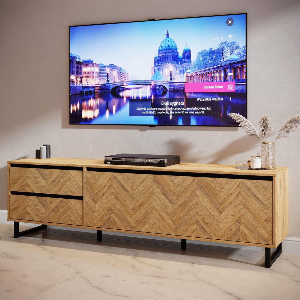 Nikomedes TV Unit in Spica Oak/Matt Black/Bartex Oak - image 6