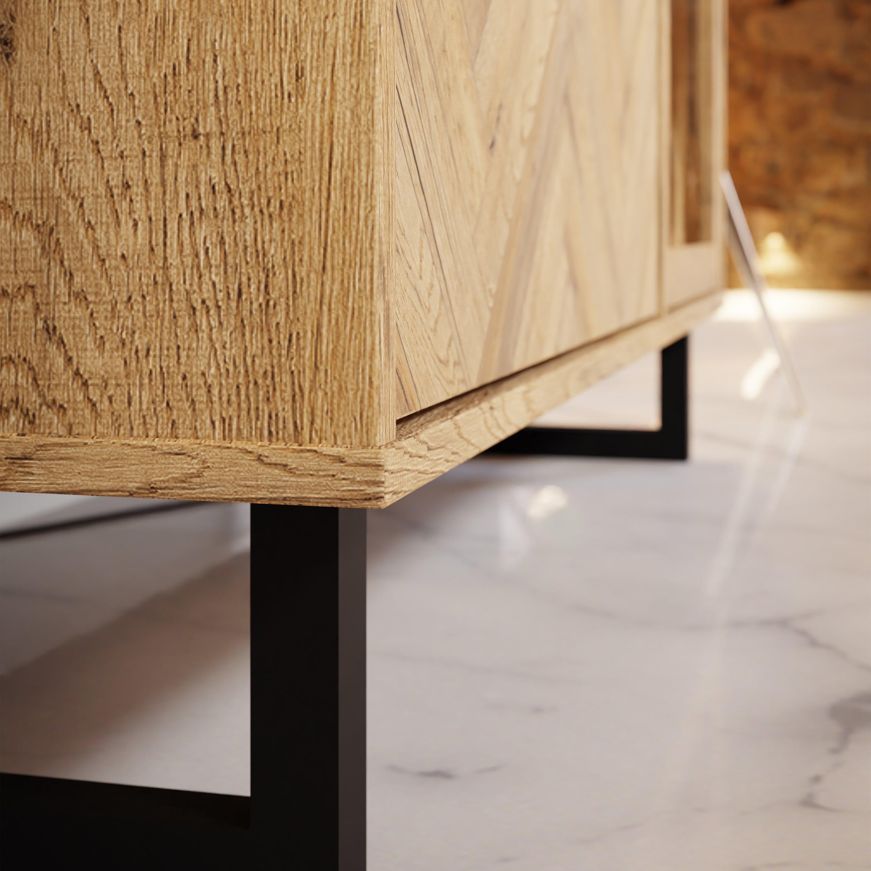 Nikomedes TV Unit in Spica Oak/Matt Black/Bartex Oak - image 7