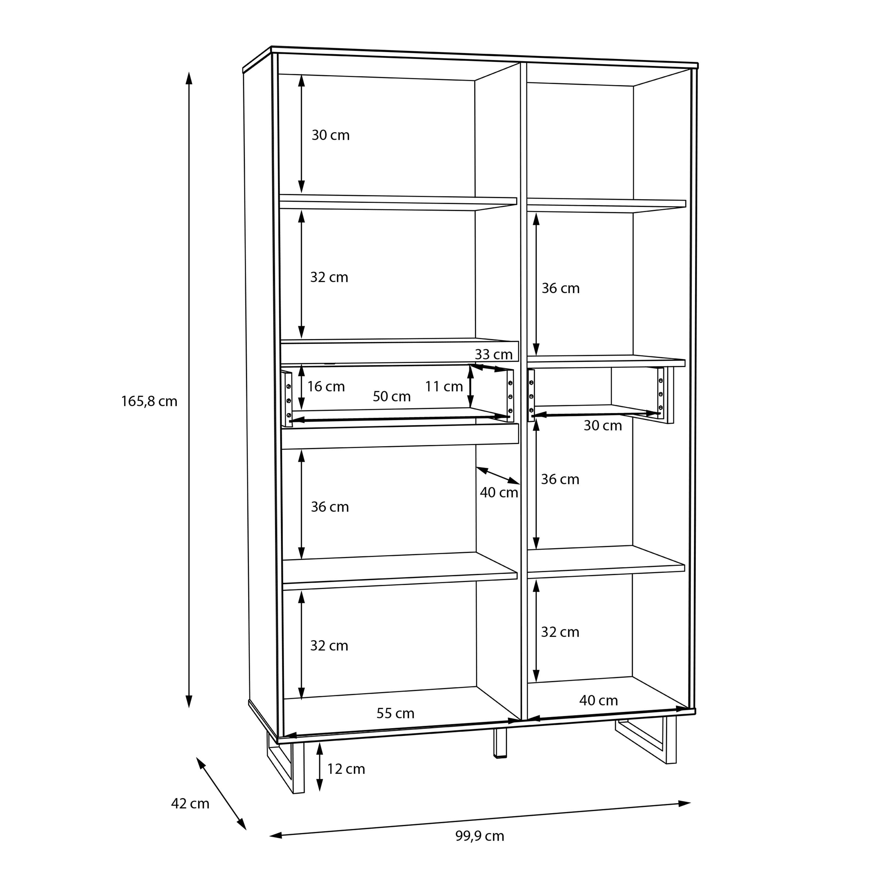 Nikomedes Display Cabinet in Spica Oak/Matt Black/Bartex Oak - image 9