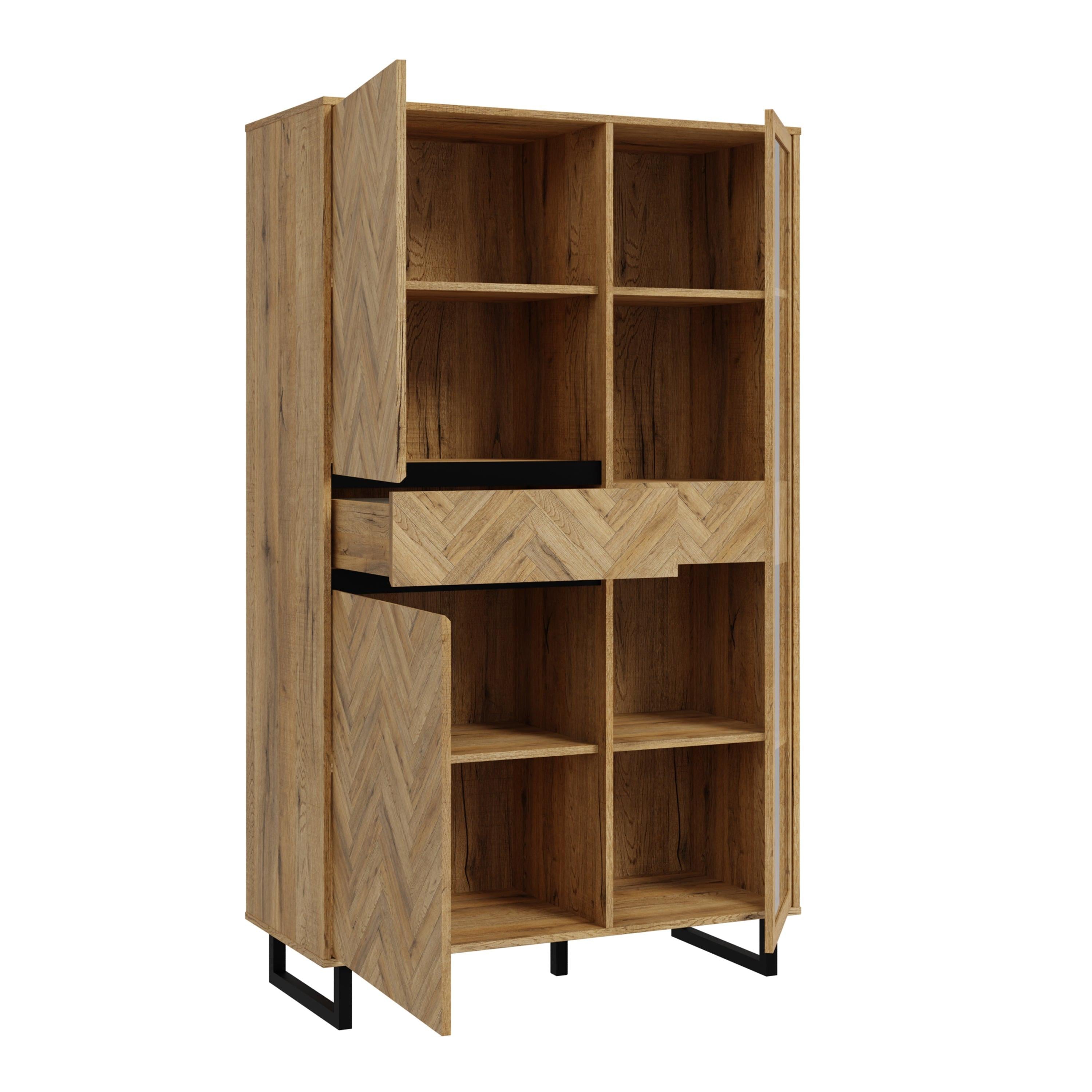 Nikomedes Display Cabinet in Spica Oak/Matt Black/Bartex Oak - image 2