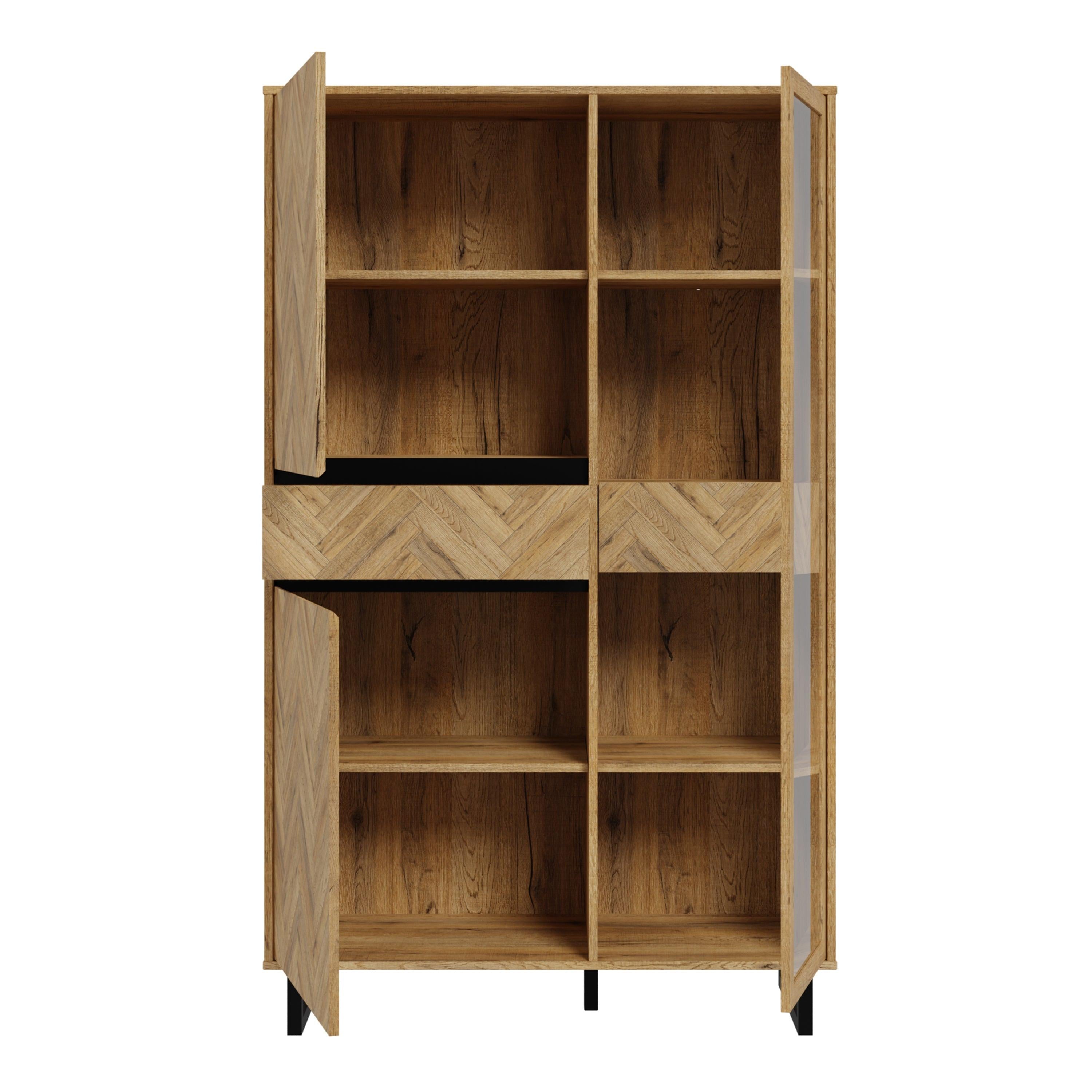 Nikomedes Display Cabinet in Spica Oak/Matt Black/Bartex Oak - image 3