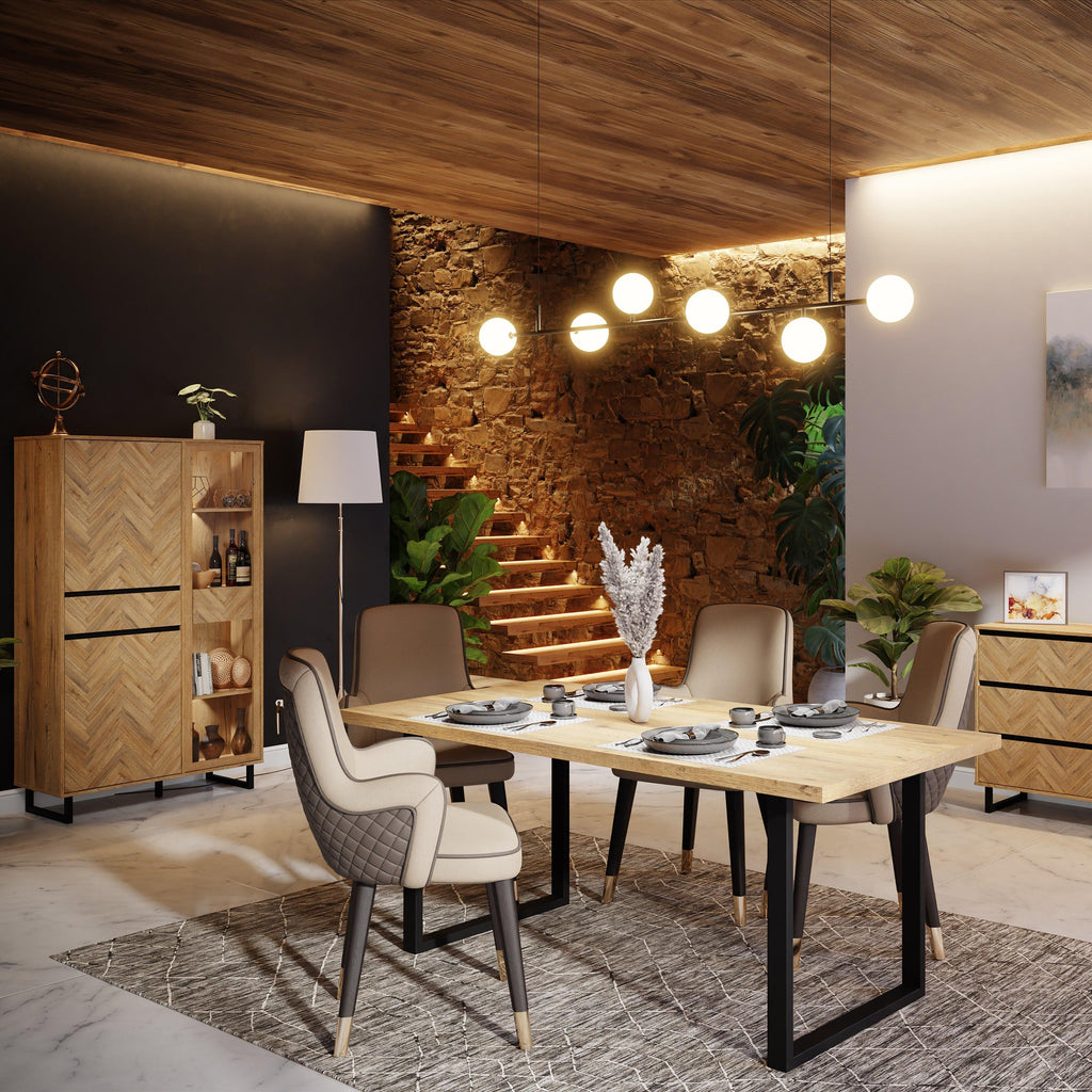 Nikomedes Display Cabinet in Spica Oak/Matt Black/Bartex Oak - image 4