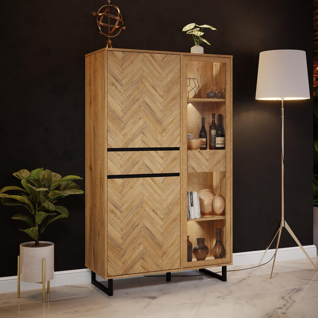 Nikomedes Display Cabinet in Spica Oak/Matt Black/Bartex Oak - image 5