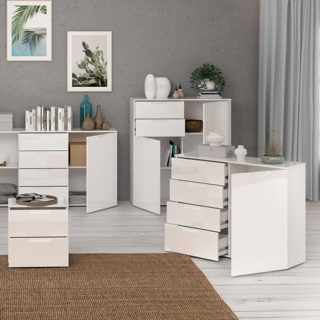 Sienna 4 Chest of Drawers 1 Door in White/White High Gloss - image 6