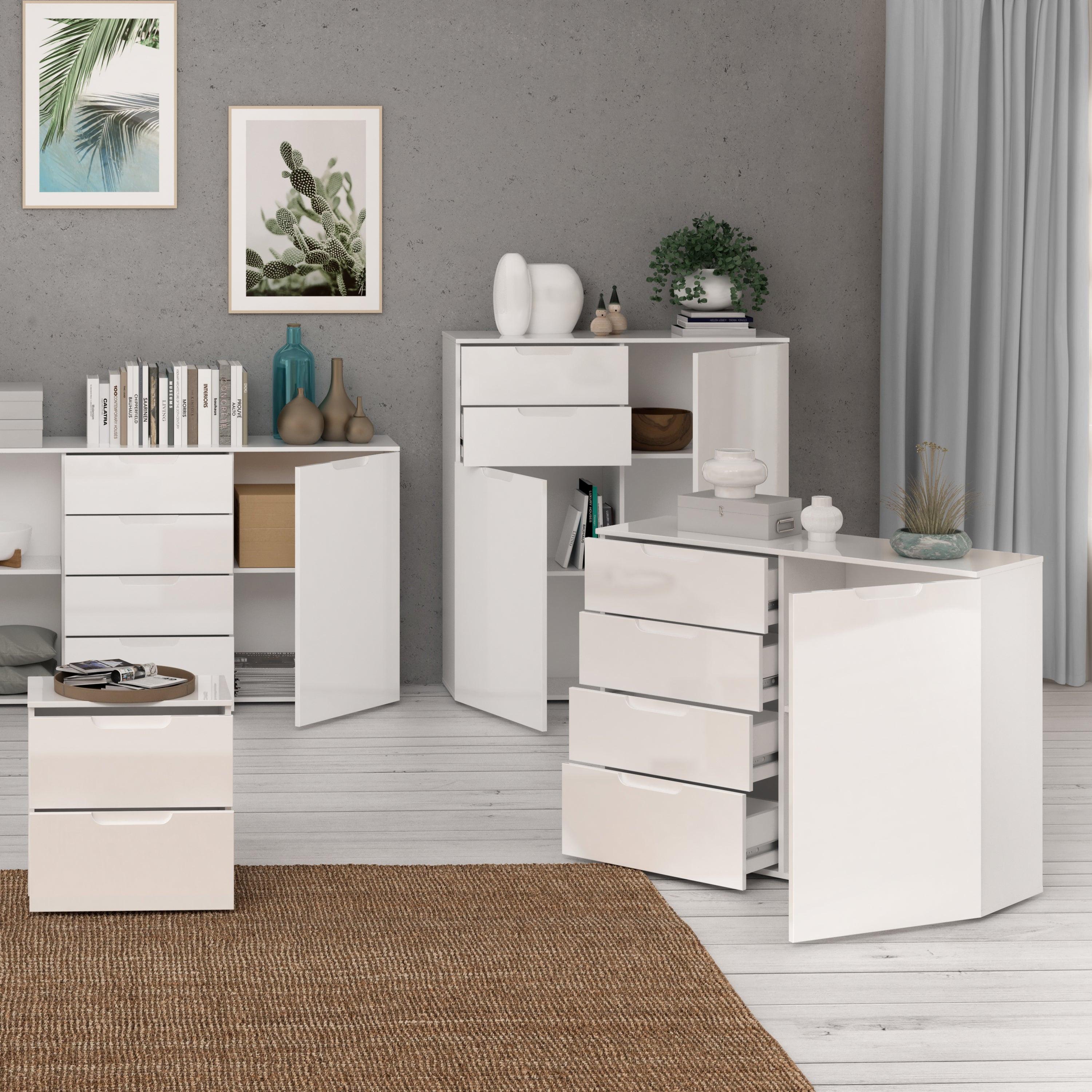 Sienna 4 Chest of Drawers 1 Door in White/White High Gloss - image 6