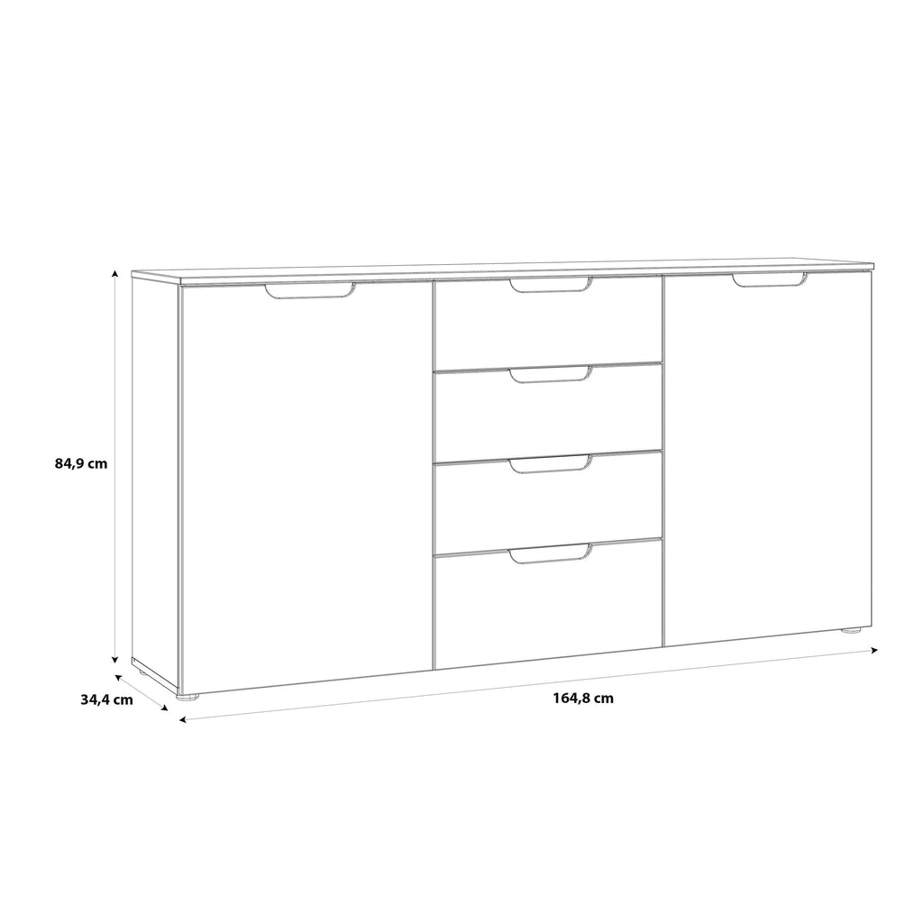 Sienna Wide Chest of 4 Drawers and 2 Doors in White/White High Gloss - image 11