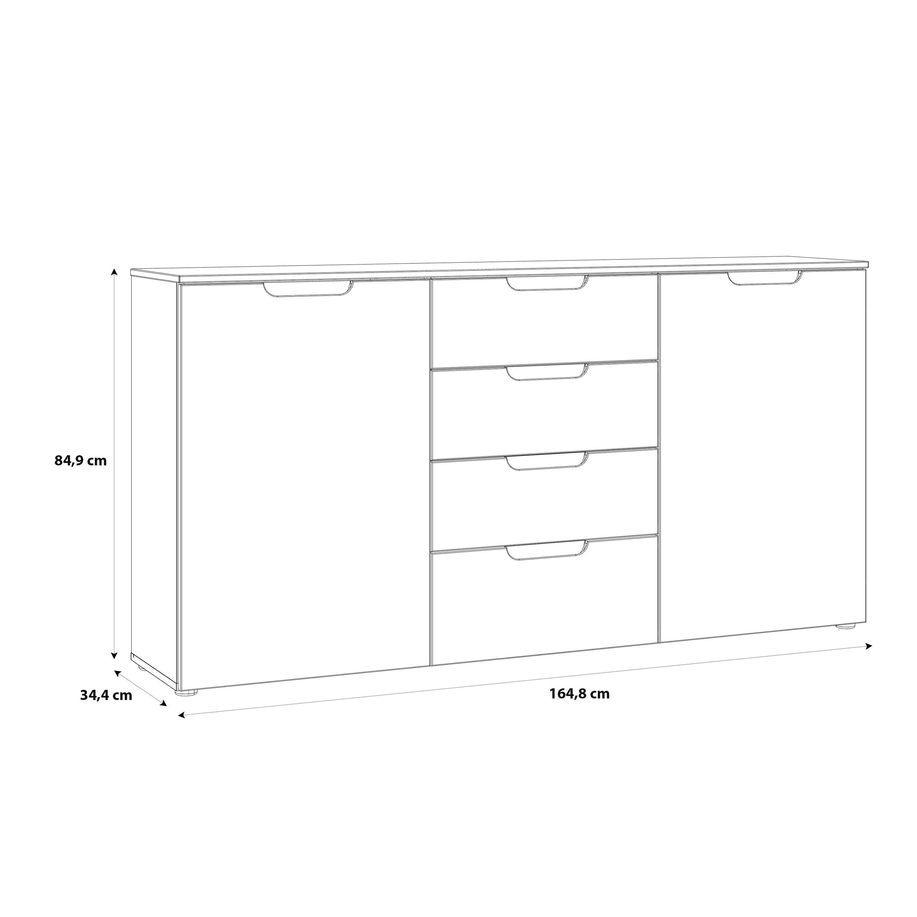 Sienna Wide Chest of 4 Drawers and 2 Doors in White/White High Gloss - image 11