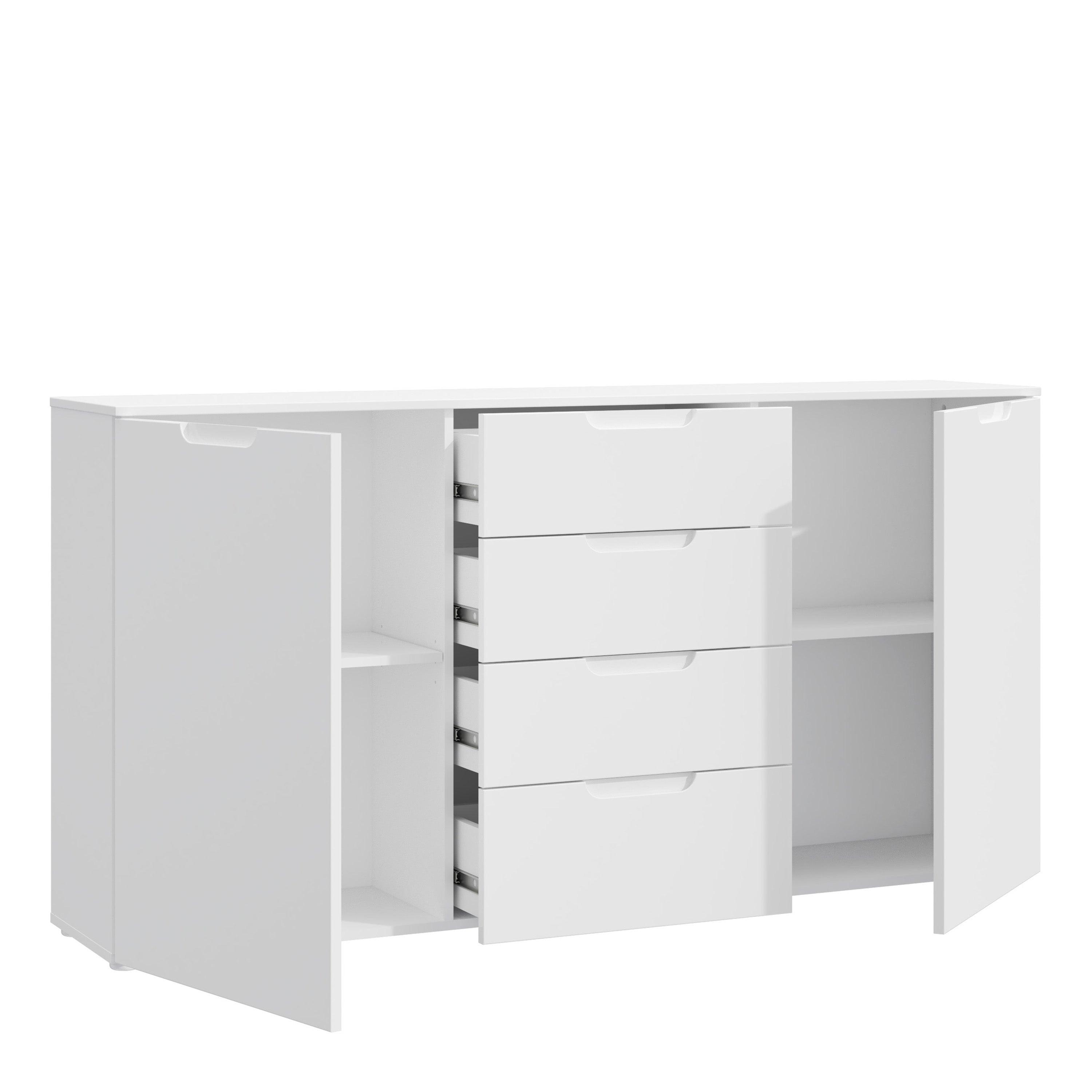 Sienna Wide Chest of 4 Drawers and 2 Doors in White/White High Gloss - image 3